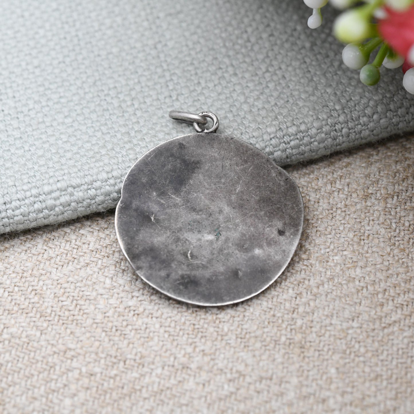 Antique Silver Joan of Arc Medal Pendant Armand Bargas c. 1910 - Jeanne D'Arc Patron Saint of France French Cross of Lorraine | Art Nouveau