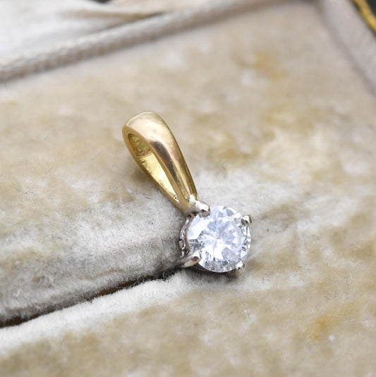 18ct Gold 0.50 Carat Diamond Pendant 1995 - UK Hallmarks Large Solitaire 1/2 Carat Necklace Stack Trace Chain Minimal Single Gemstone Charm