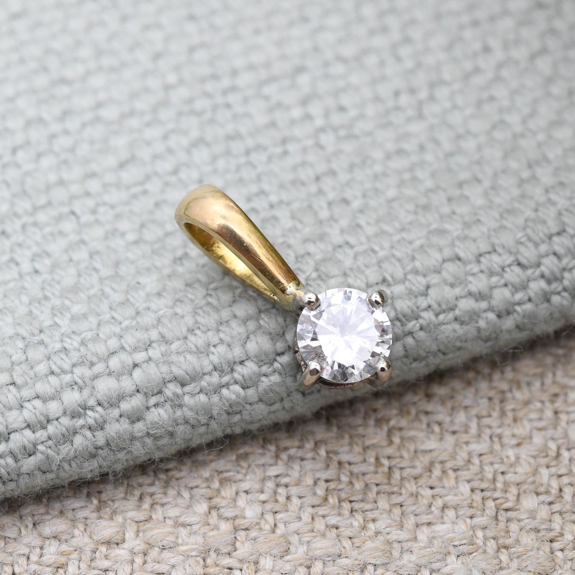 18ct Gold 0.50 Carat Diamond Pendant 1995 - UK Hallmarks Large Solitaire 1/2 Carat Necklace Stack Trace Chain Minimal Single Gemstone Charm