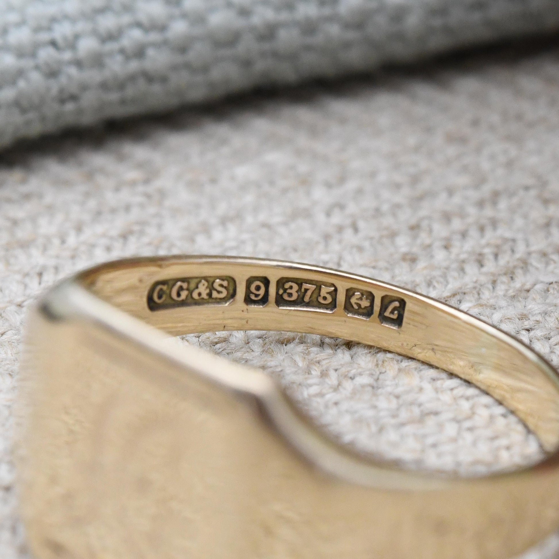 Vintage 9ct Gold Signet Ring 1960 Engraved Letter H by Charles Green and Son CG&S