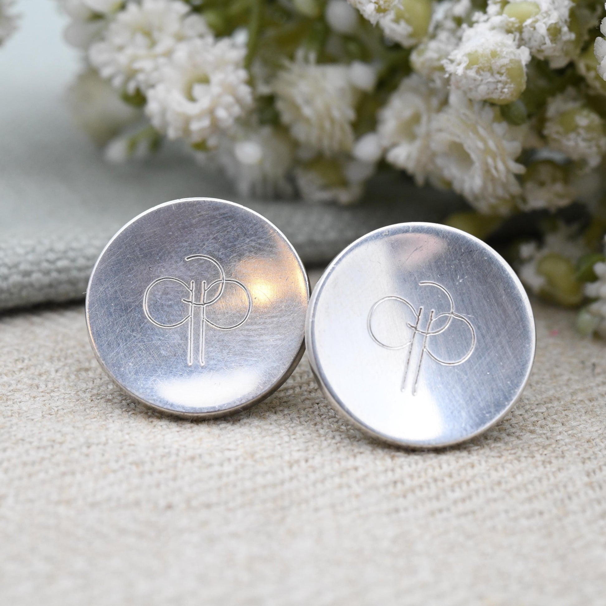 Vintage Georg Jensen Cufflinks 103 Sterling Silver Engraved Design 1979 - Made in Denmark Danish Round Mid-Century Minimalist Jewellery Gift