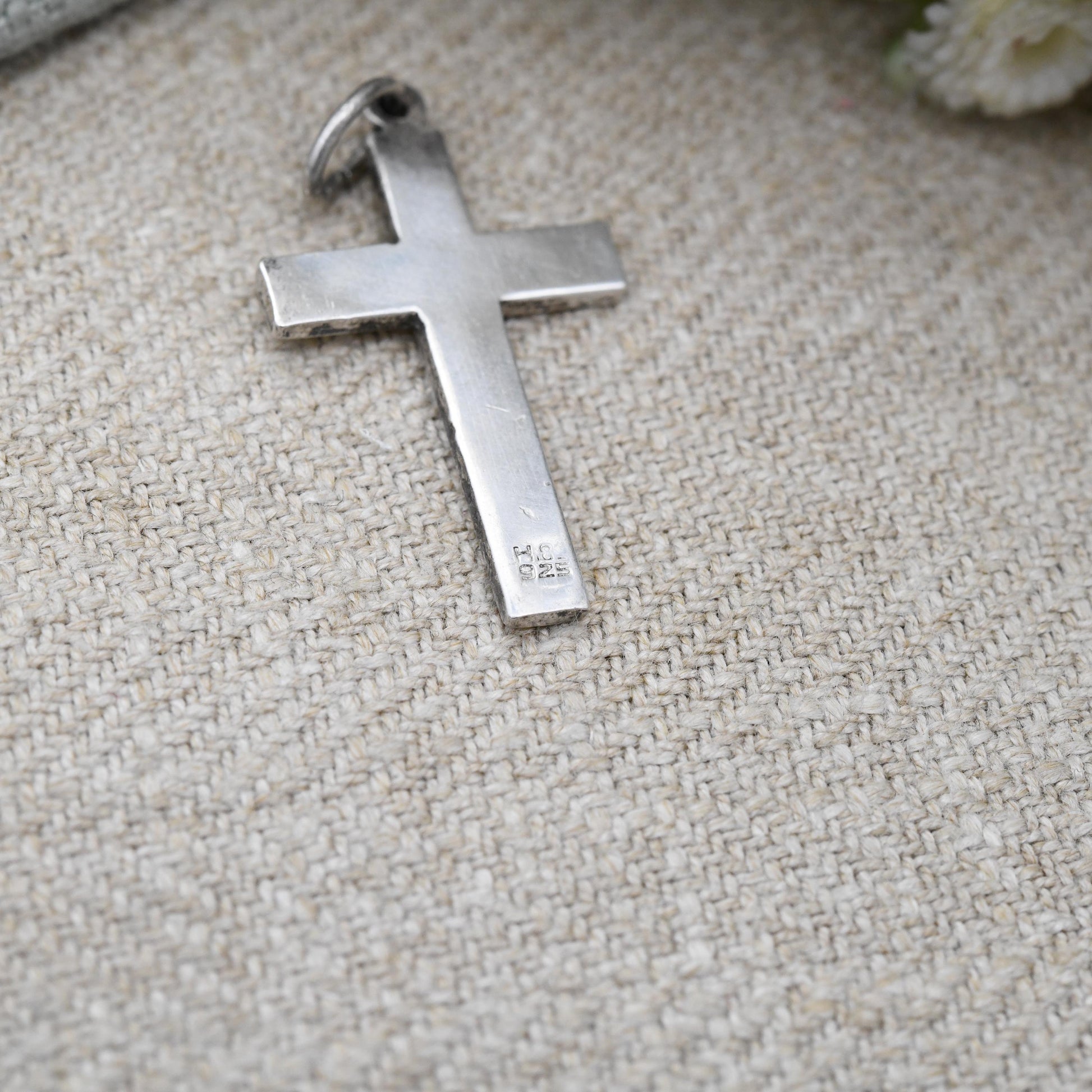 Vintage Sterling Silver Pendant Plain Cross - Minimalist Mid-Century Modernist Simple Solid Silver Design | Gift for Baptism Christening