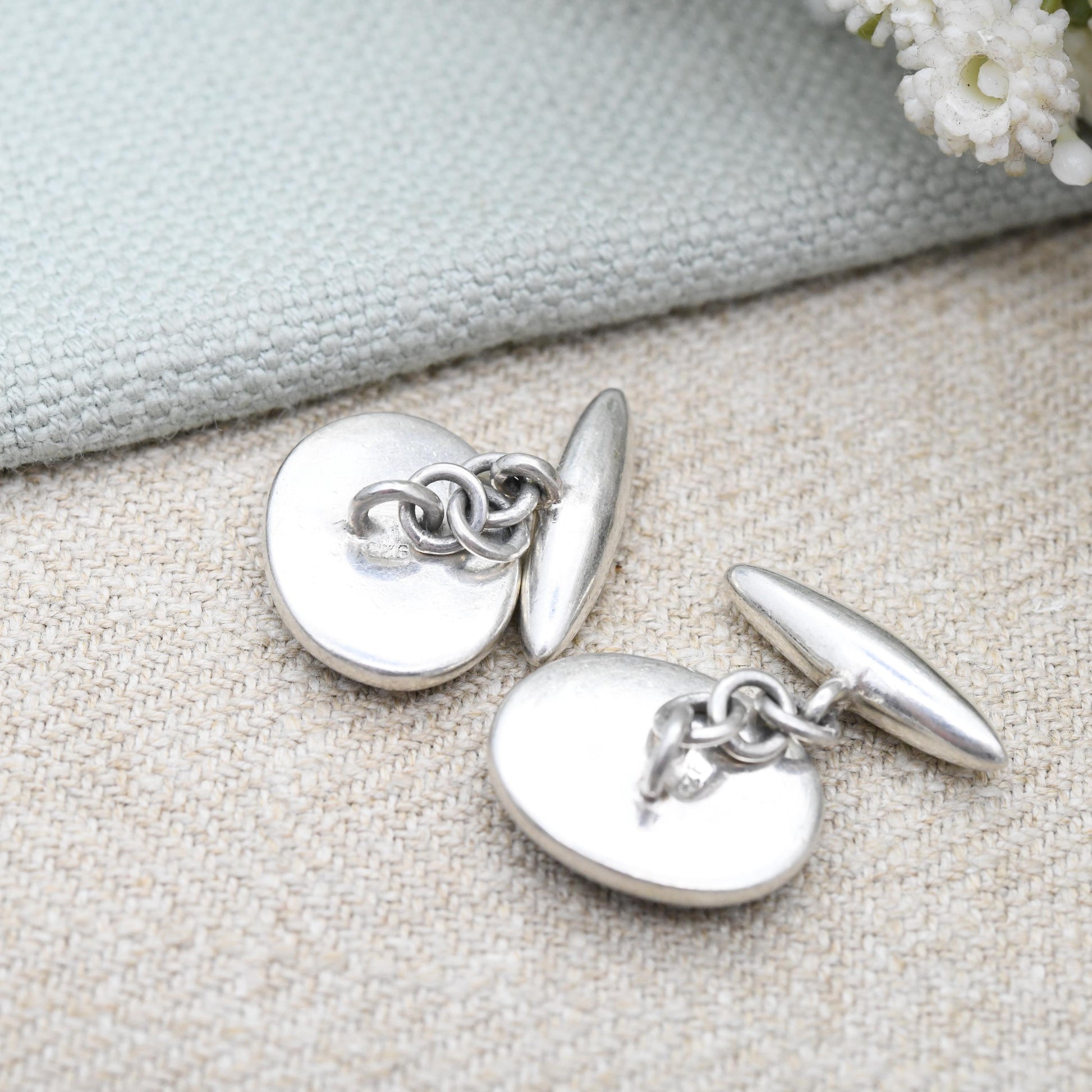 Vintage Sterling Silver Erotic Painting Cufflinks Enamel Nude Lady - Renaissance Style Miniature Painting | Dressing Scene | Cheeky Novelty