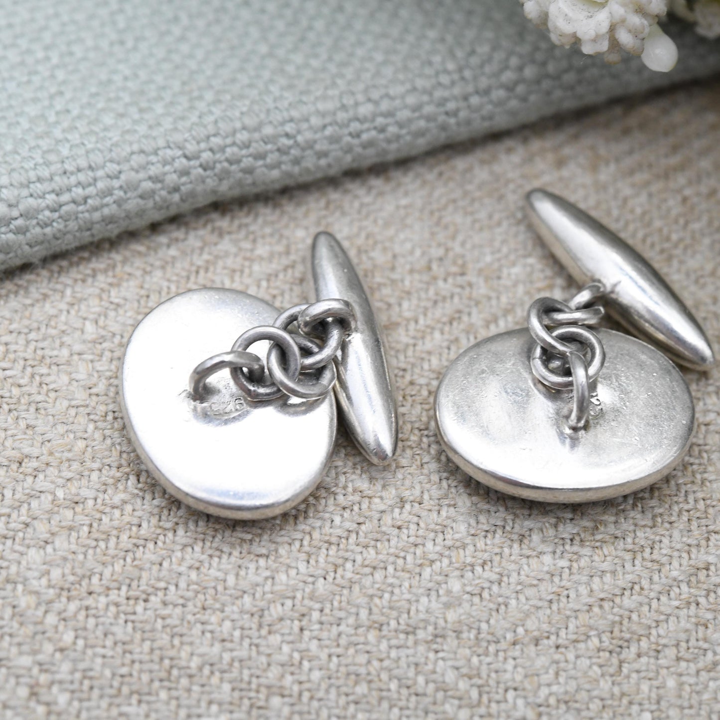 Vintage Sterling Silver Erotic Painting Cufflinks Enamel Nude Lady - Renaissance Style Miniature Painting | Dressing Scene | Cheeky Novelty