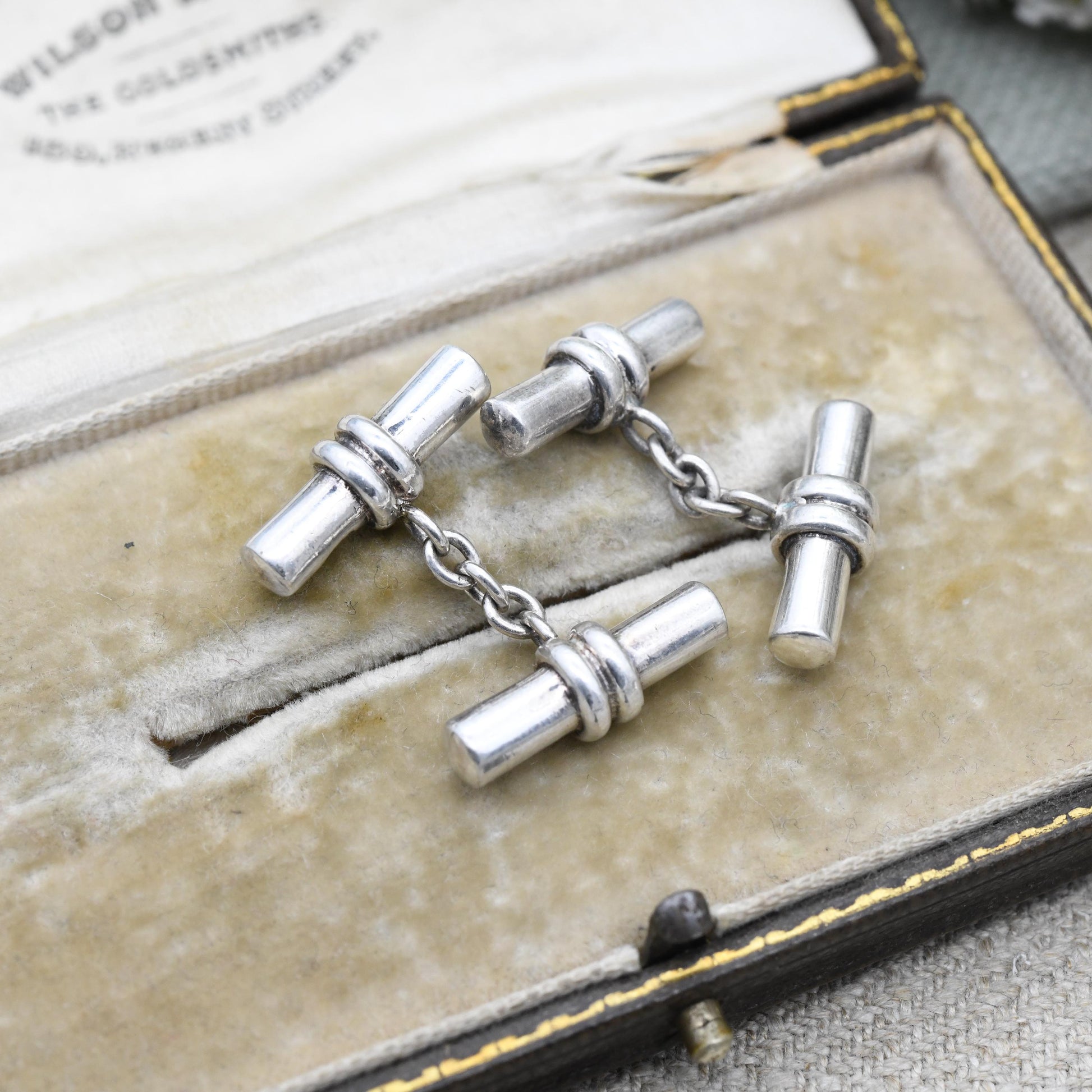 Vintage Sterling Silver Chain and Barrel Cufflinks T Bar Shape - Minimalist Solid Silver Jewellery Gift for Him | Dress Shirt Accessory