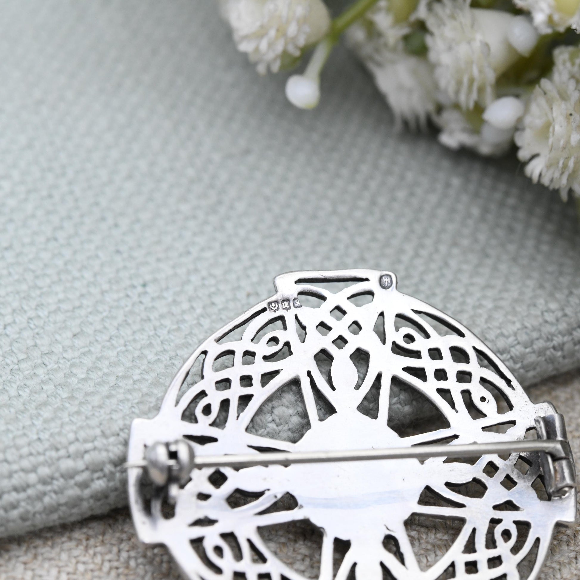 Vintage Scottish Sterling Silver Iona Brooch 1973 by John - Edinburgh Hallmarks | Solid Silver Celtic Brooch Knotted Circle Shield