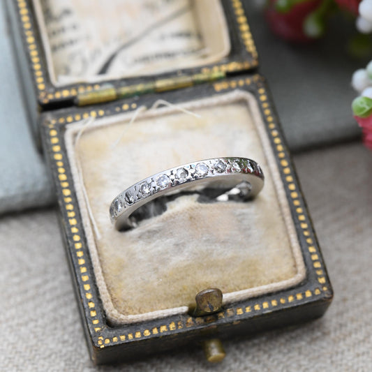 Art Deco Platinum and Diamond Eternity Ring - Antique Wedding Band UK Size - K 1/2 | US Size - 5 3/4