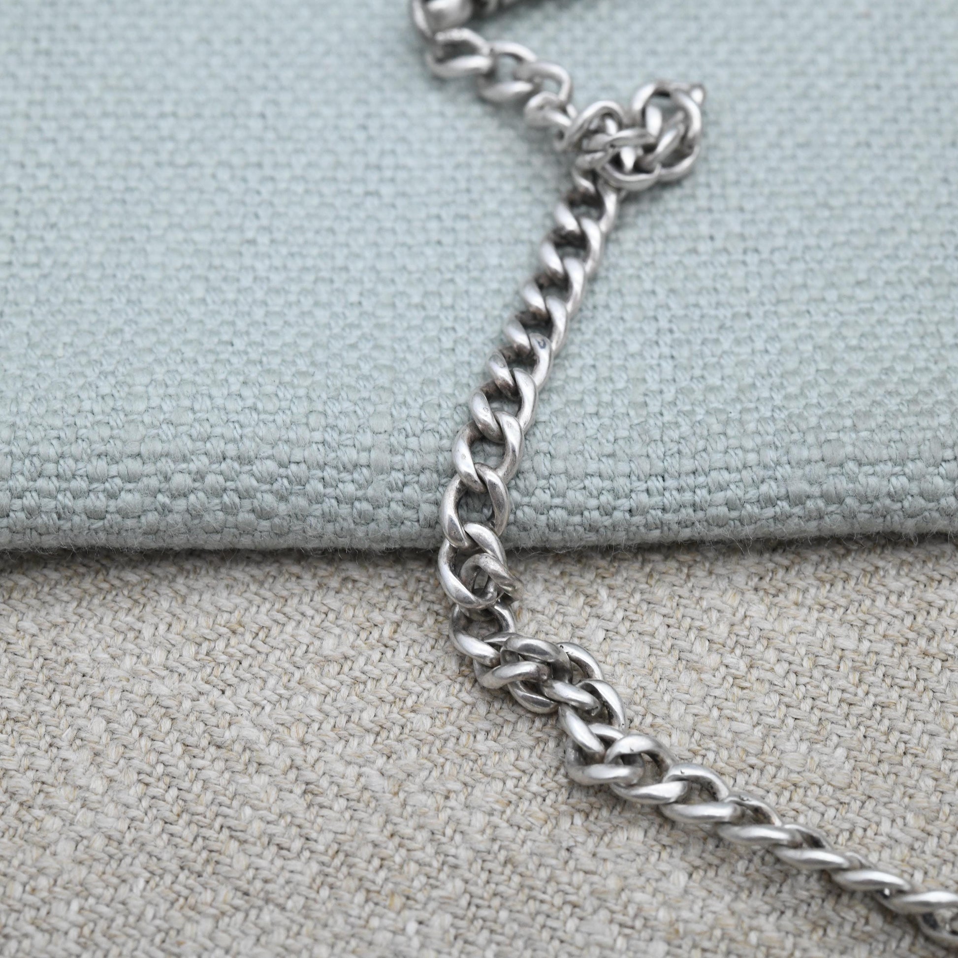 Antique Sterling Silver Double Albert Watch Chain Necklace 1919 T-Bar Pendant Dog Clips - Hallmarks Lion Stamped to Every Link | 41.5cm 16"