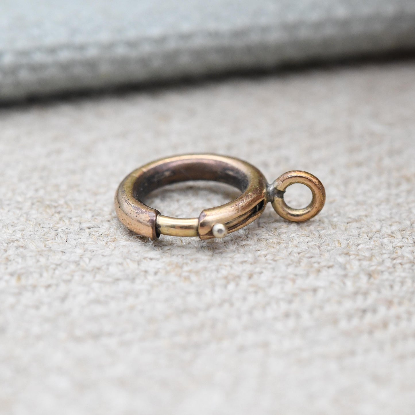 Antique Victorian Rolled Gold Bolt Clasp 1cm Diameter - Spring Ring Clasp for Charm Bracelet Pendant Collection