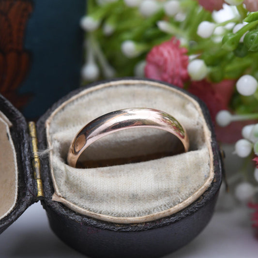 Vintage 9ct Rose Gold Wedding Band Ring 1928 - Solid Gold Stacking Ring | Unisex Everyday Gold Jewellery | UK Size - P | US Size - 7 3/4