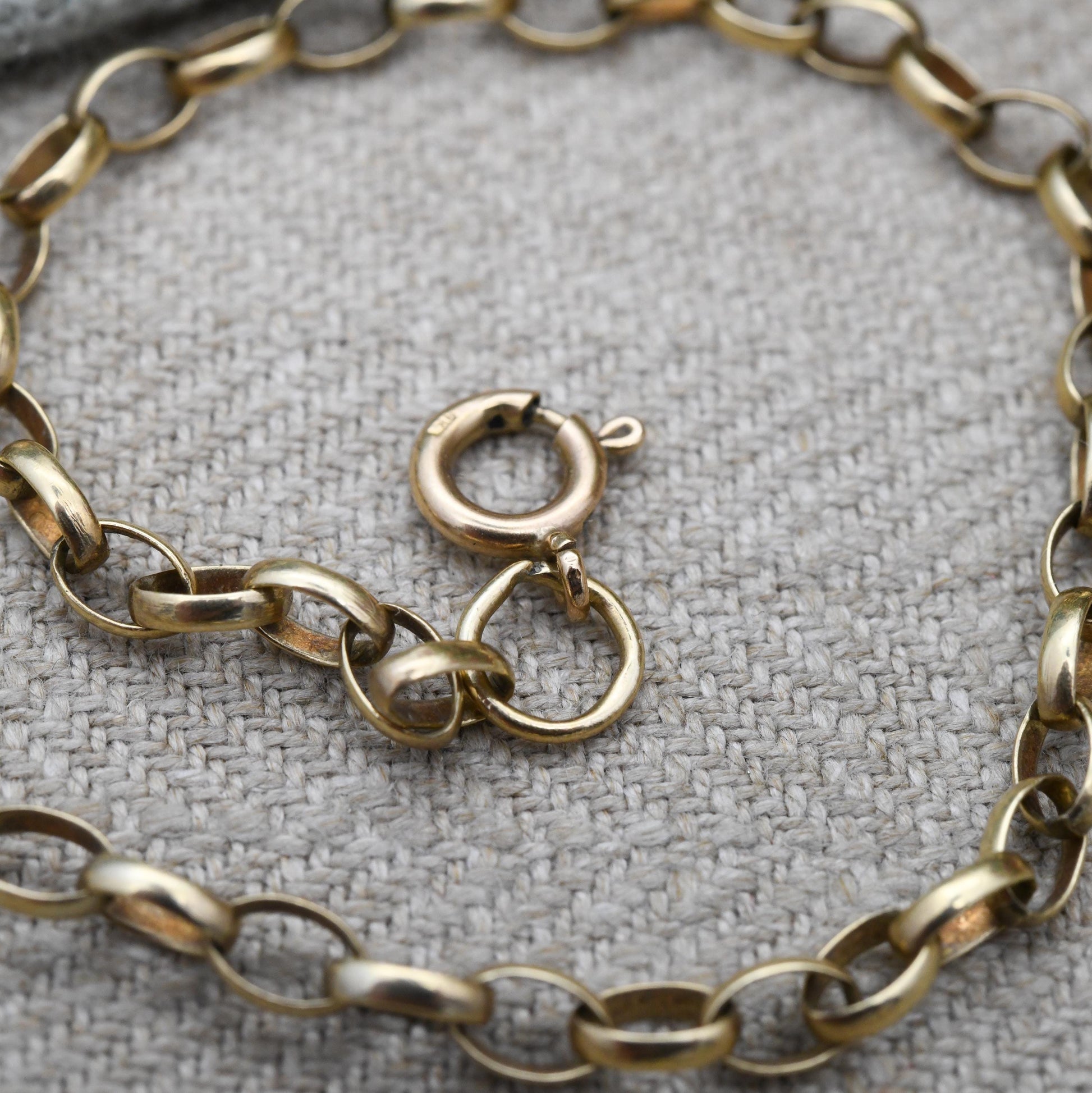 Vintage 9ct Gold Cable Link Chain Necklace - Belcher Chain | Elongated Oval Rolo Links Unisex Yellow Gold Everyday Jewellery | 53cm | 21"