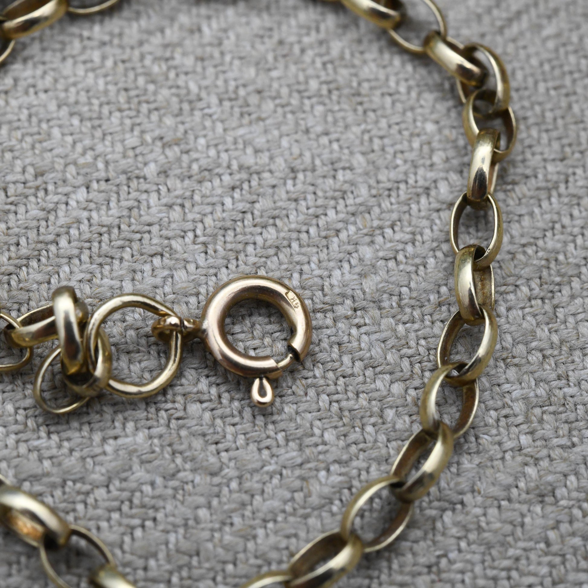 Vintage 9ct Gold Cable Link Chain Necklace - Belcher Chain | Elongated Oval Rolo Links Unisex Yellow Gold Everyday Jewellery | 53cm | 21"