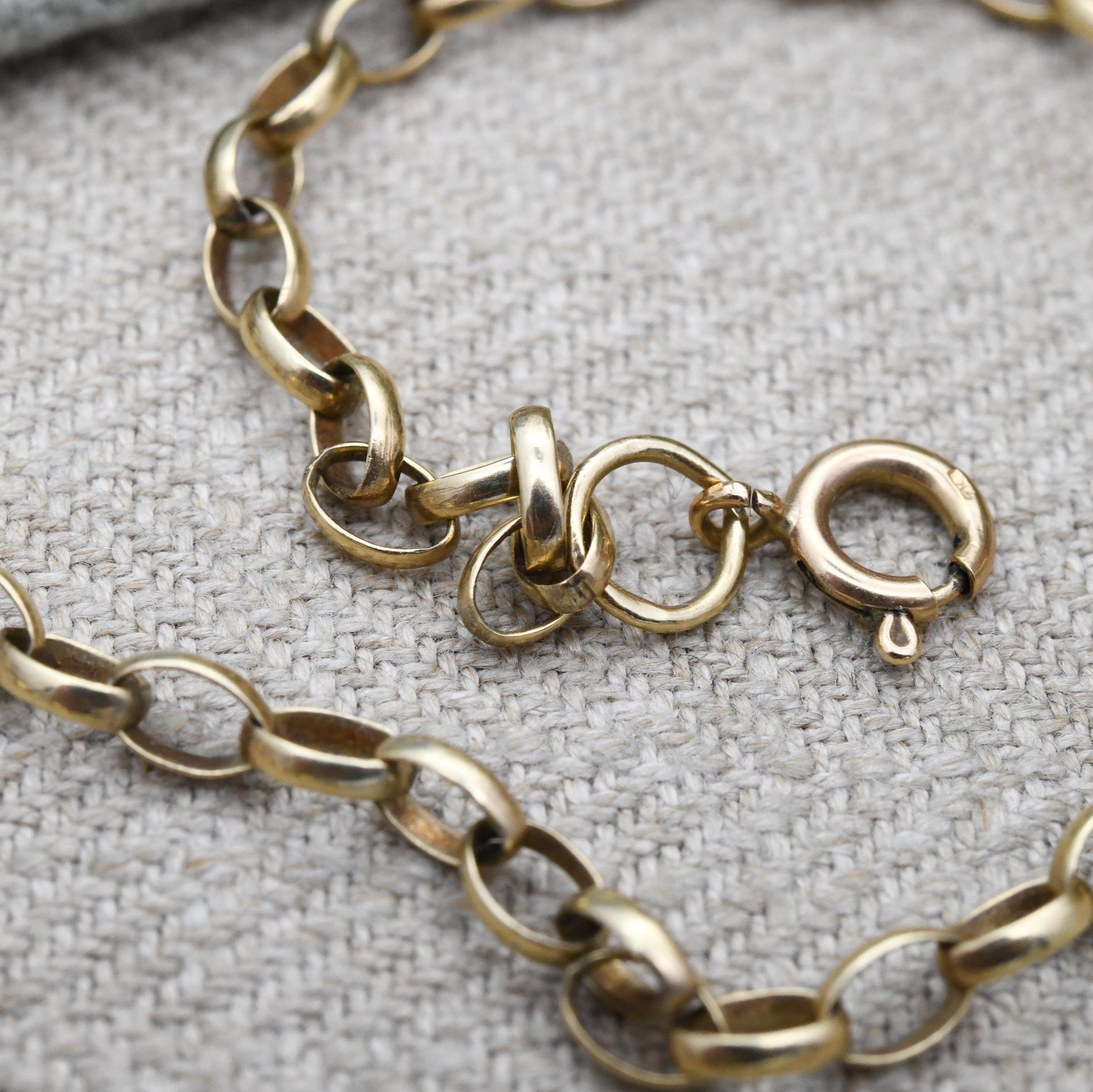 Vintage 9ct Gold Cable Link Chain Necklace - Belcher Chain | Elongated Oval Rolo Links Unisex Yellow Gold Everyday Jewellery | 53cm | 21"