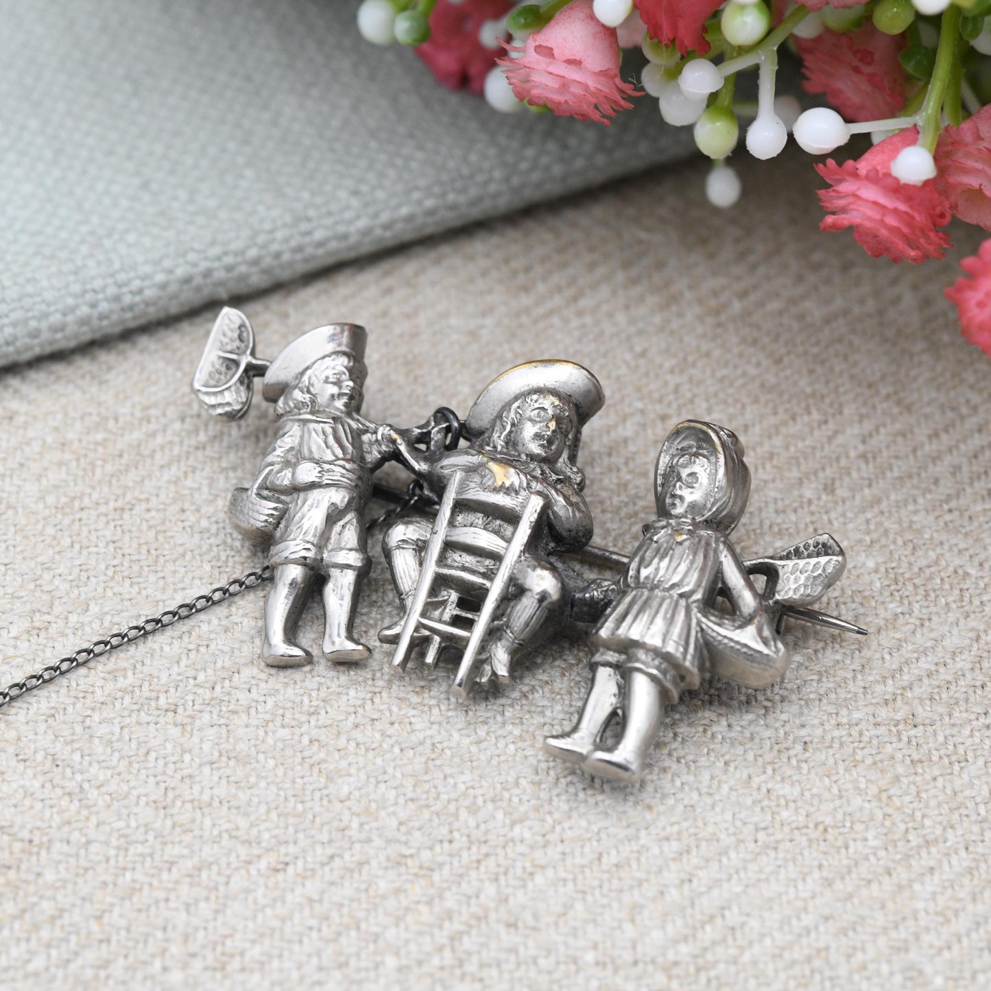 Antique Working Children Brooch Fillpot Character in Tricorn Hat - c. 1910s - 1930s True Vintage Collectable Unusual Figural Jewellery