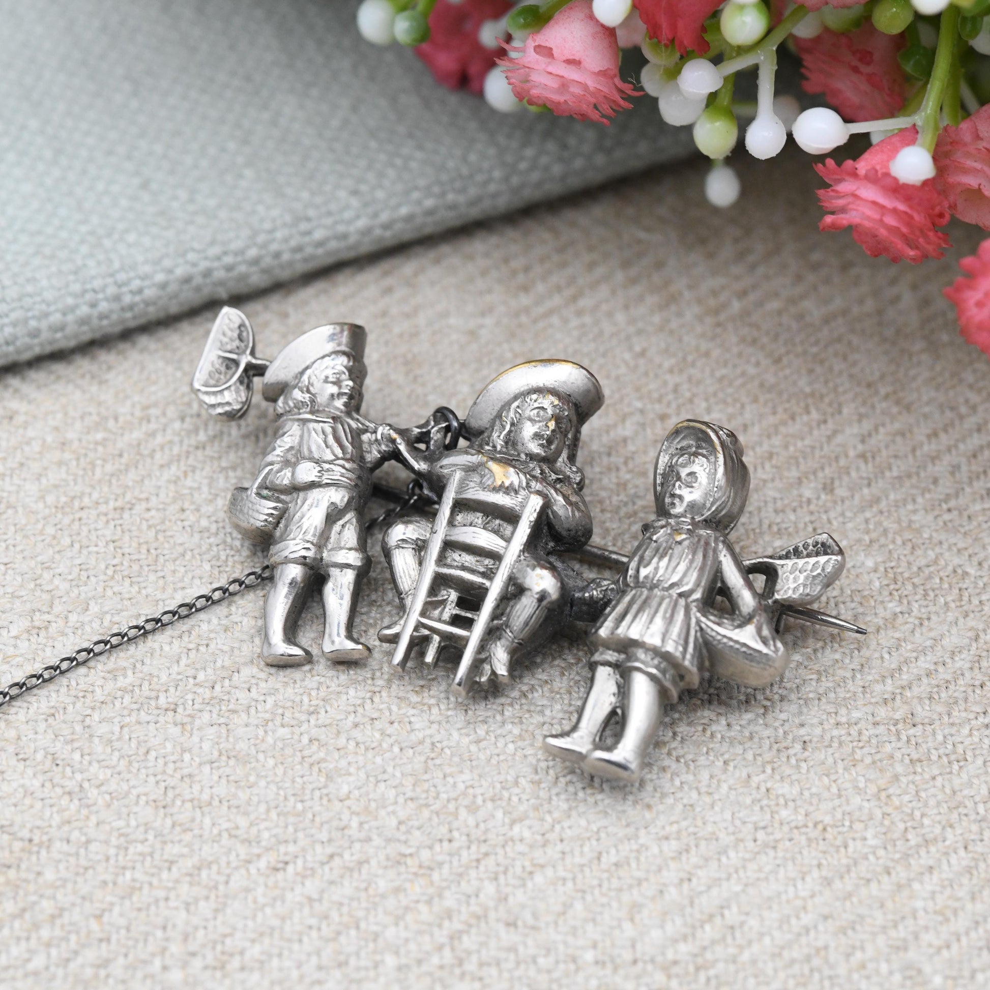 Antique Working Children Brooch Fillpot Character in Tricorn Hat - c. 1910s - 1930s True Vintage Collectable Unusual Figural Jewellery