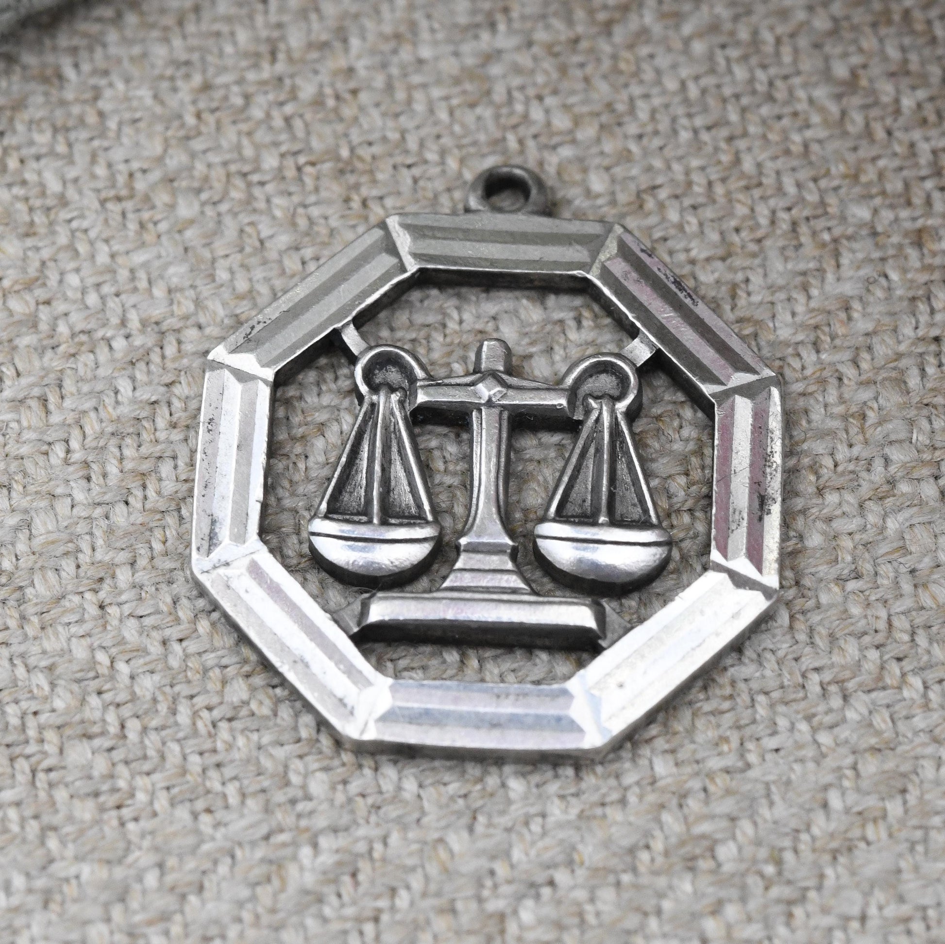 Vintage Sterling Silver Libra Pendant - Traditional Scales Astrological Zodiac Star Sign Symbol Mid-Century September October Birthday Gift