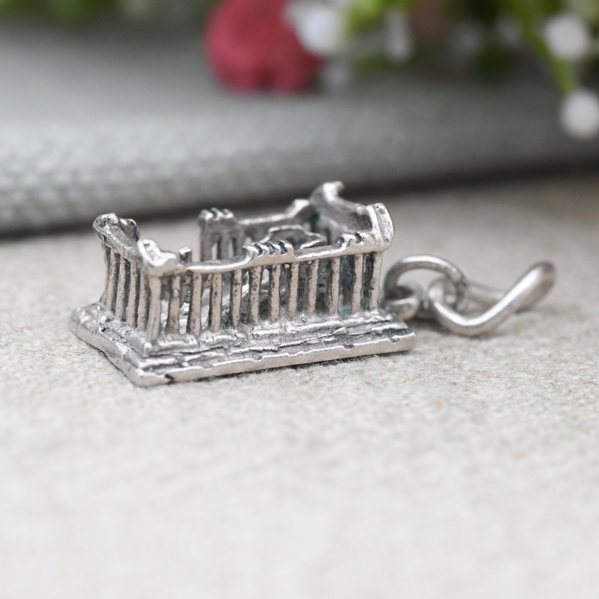 Vintage Silver Athens Parthenon Charm Pendant - Ruined Temple | Ancient Greece Souvenir | Acropolis Souvenir Gift for Charm Bracelet
