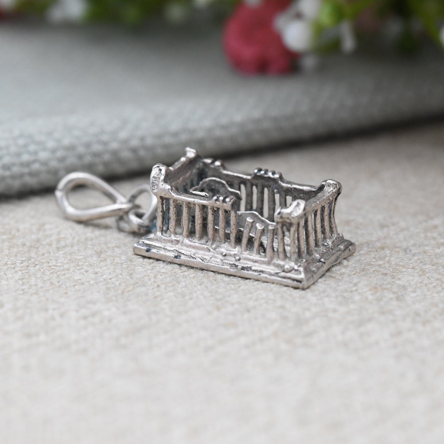 Vintage Silver Athens Parthenon Charm Pendant - Ruined Temple | Ancient Greece Souvenir | Acropolis Souvenir Gift for Charm Bracelet