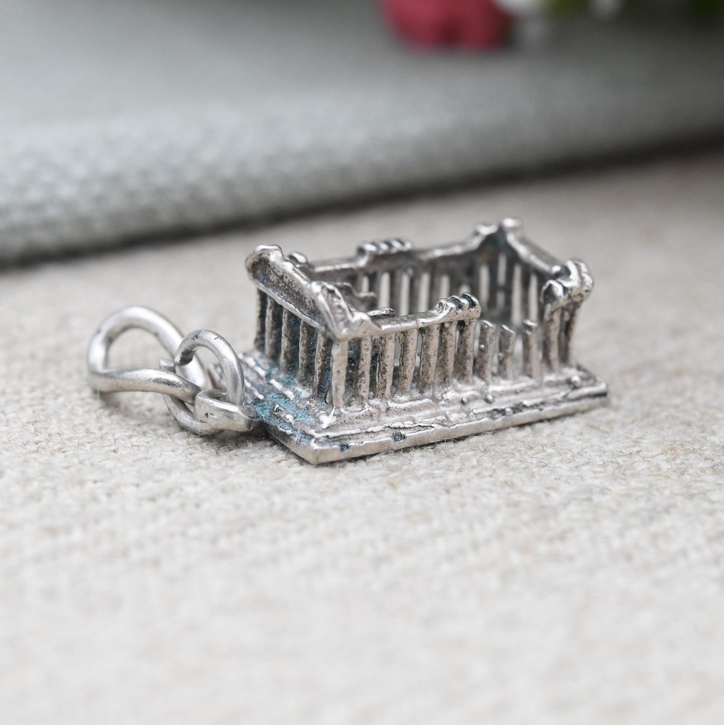 Vintage Silver Athens Parthenon Charm Pendant - Ruined Temple | Ancient Greece Souvenir | Acropolis Souvenir Gift for Charm Bracelet