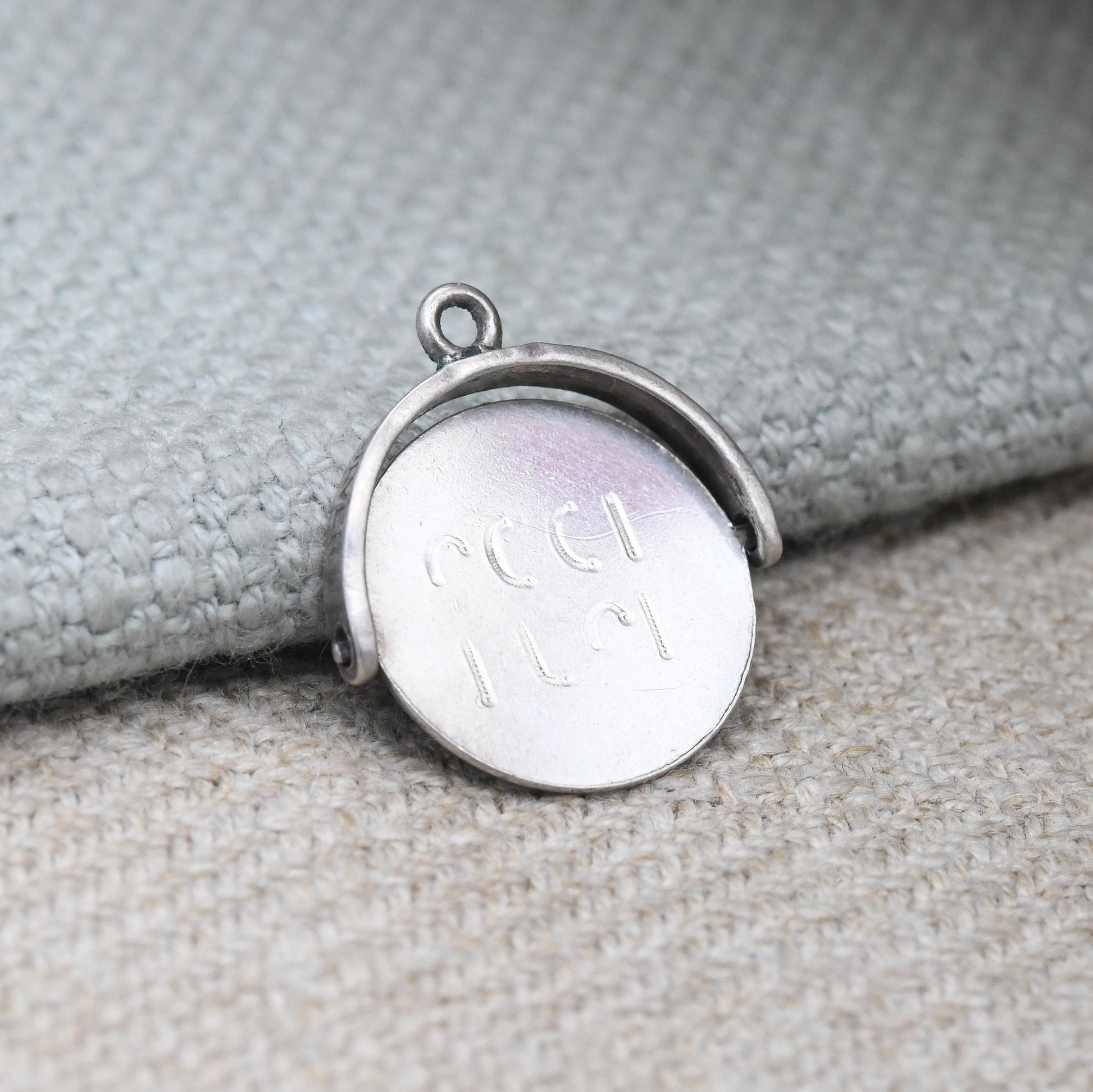 Vintage Sterling Silver Good Luck Spinning Charm Pendant - Spinner Fob Friendship Lucky Token | Gift for Charm Bracelet Necklace Stack