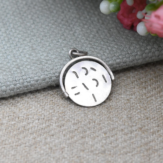 Vintage Sterling Silver I love You Spinning Charm Pendant - Spinner Fob Love and Friendship | Gift for Charm Bracelet Necklace Stack