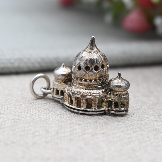 Vintage Sterling Silver Brighton Pavilion Charm Pendant - British Souvenir Jewellery England Tourist | Charm Bracelet Necklace Pendant Gift