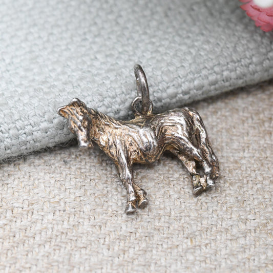 Vintage Sterling Silver Horse Charm Pendant - Novelty Detailed Animal Jewellery | Horse Girl Gift | Nature Lover Charm Bracelet Necklace