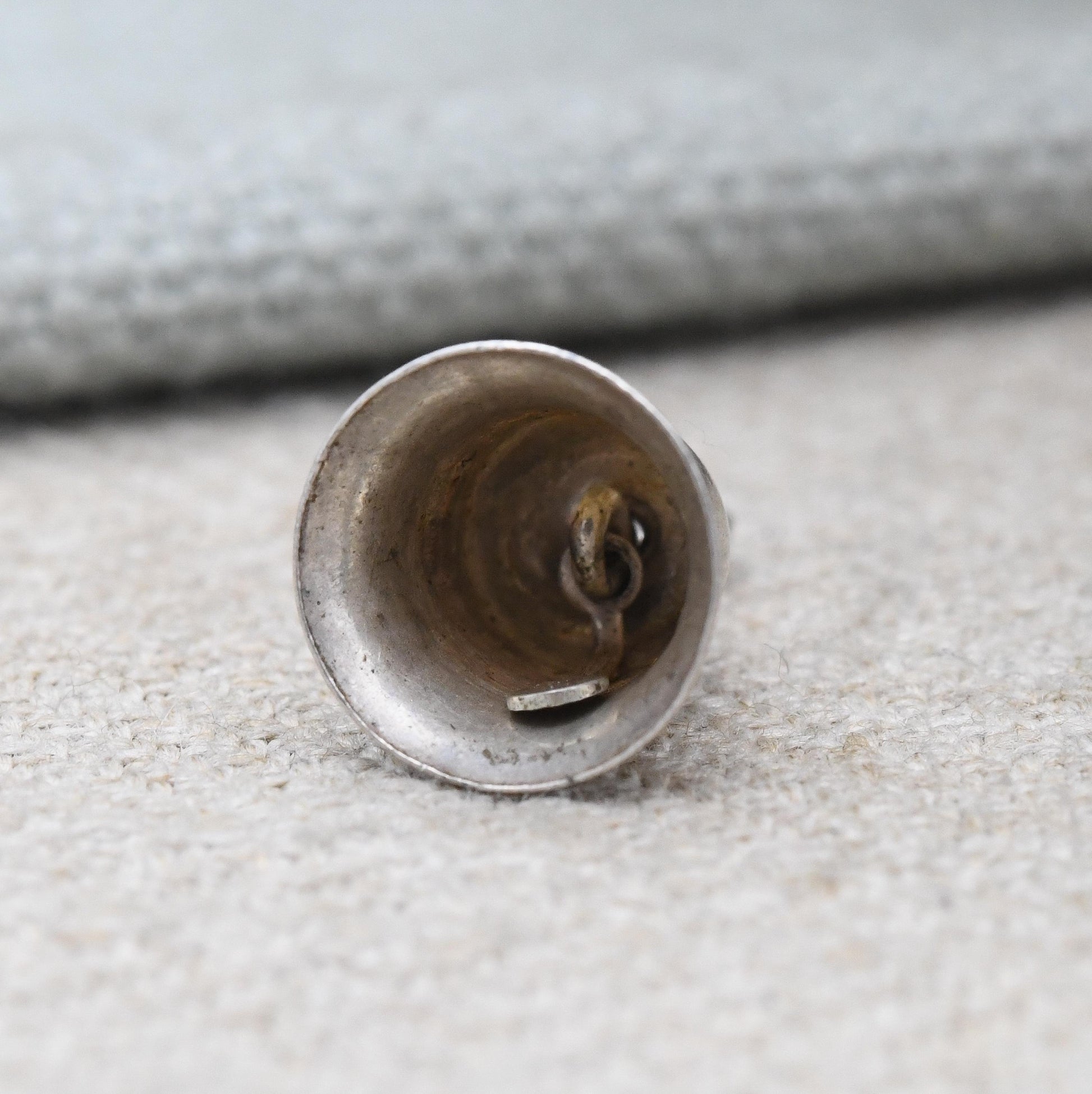 Vintage Sterling Silver Bell Charm Pendant - Minimal Bell Charm Bracelet | with Moving Tongue Dangle