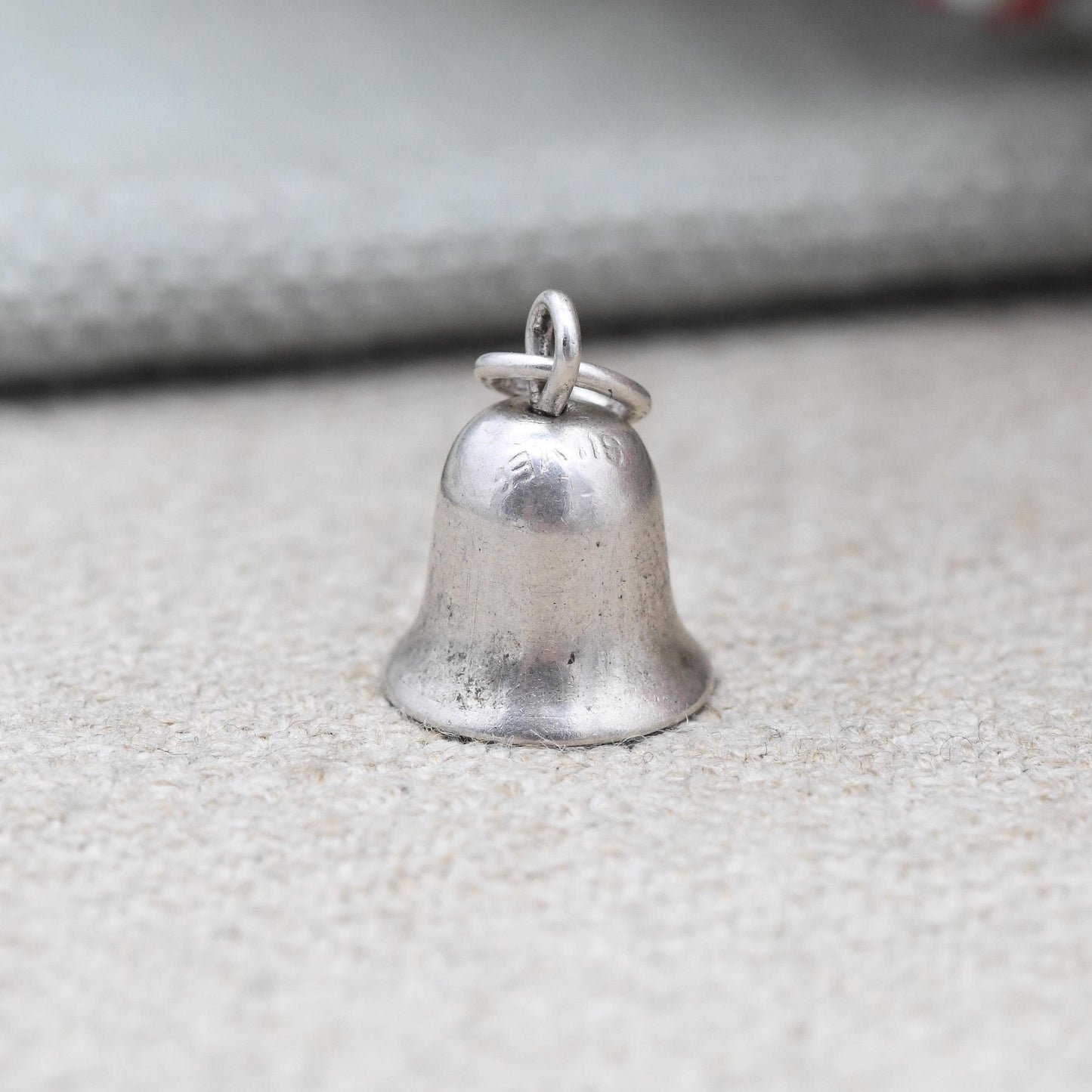 Vintage Sterling Silver Bell Charm Pendant - Minimal Bell Charm Bracelet | with Moving Tongue Dangle