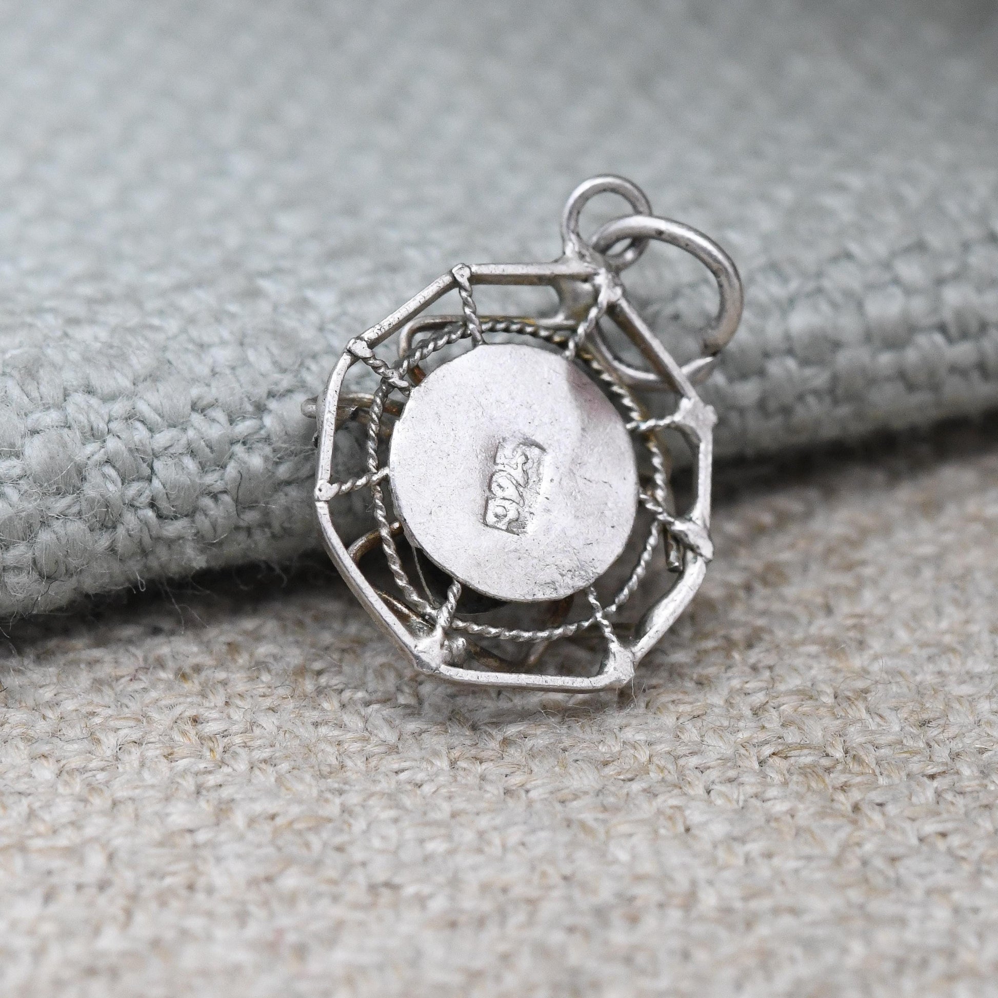 Vintage Sterling Silver Spider in a Spiders Web Charm Pendant - Insect Jewellery | Pendant Charm Necklace Stack