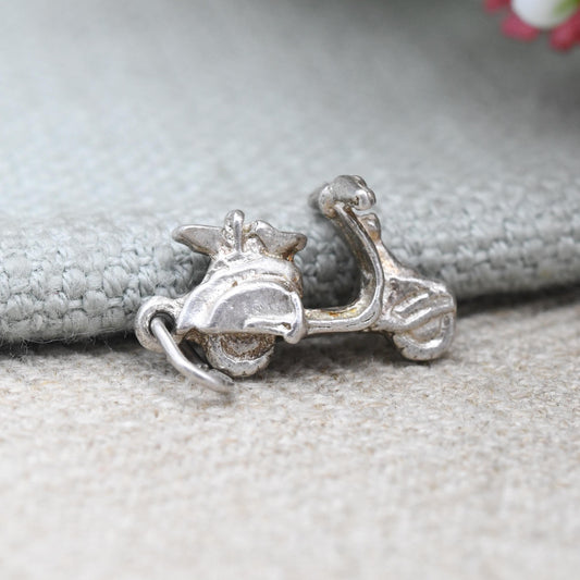 Vintage Sterling Silver Scooter Charm / Pendant - Vespa Motorbike Motor Bike Vehicle | Gift for Travel Lover Charm Bracelet