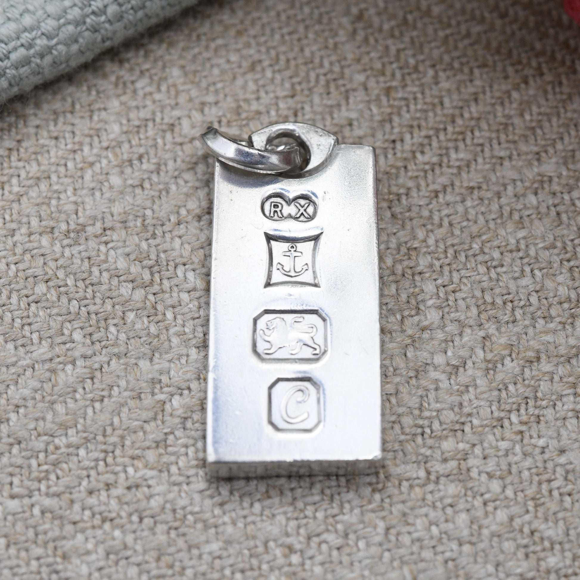 Vintage Sterling Silver Ingot Pendant 1977 Ronex RX - Hallmarked in Birmingham Mid-Century Jewellery Necklace Charm
