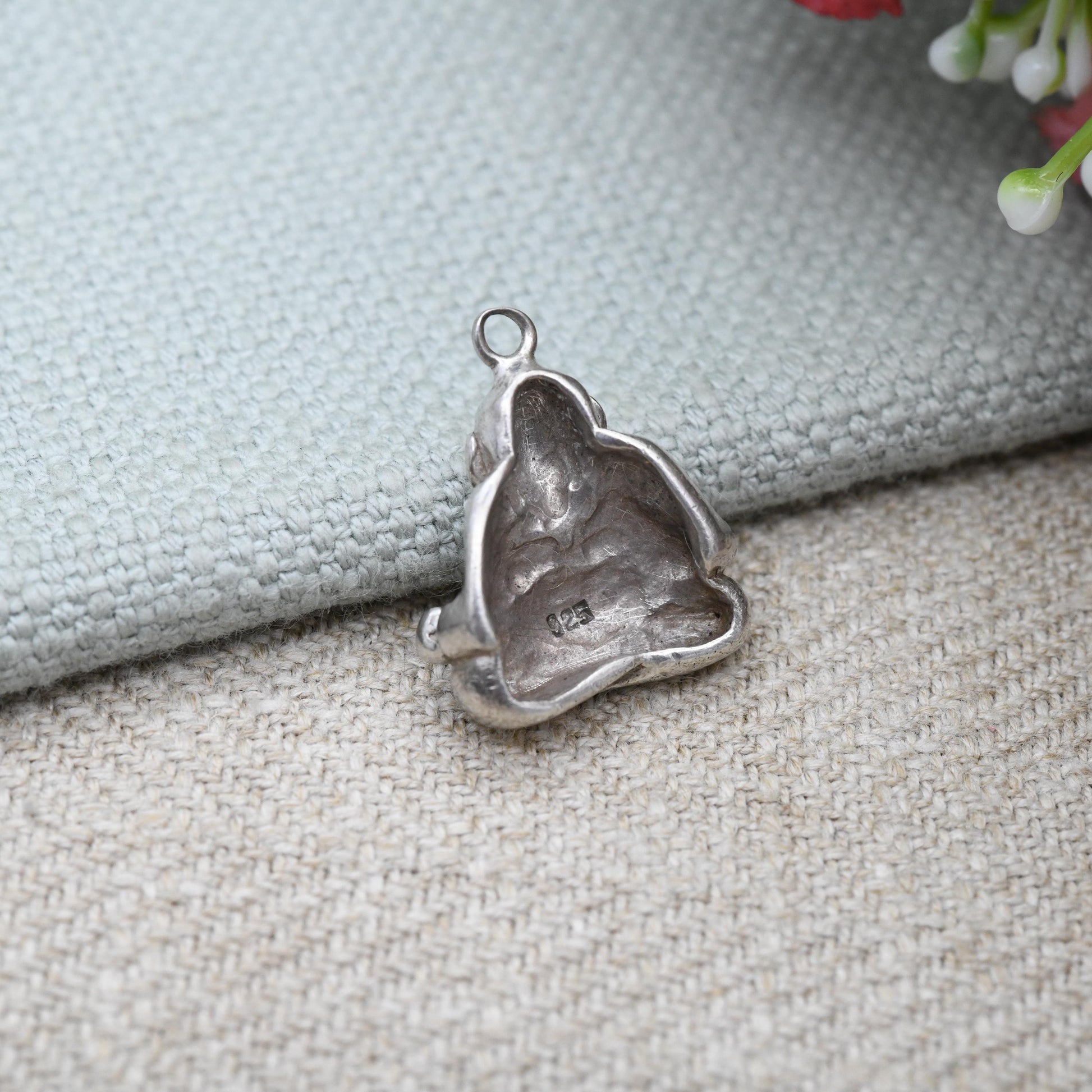 Vintage Sterling Silver Laughing Buddha Pendant Hotei - Repoussé Silver 3D | Good Luck Charm Symbol of Fortune | for Charm Necklace