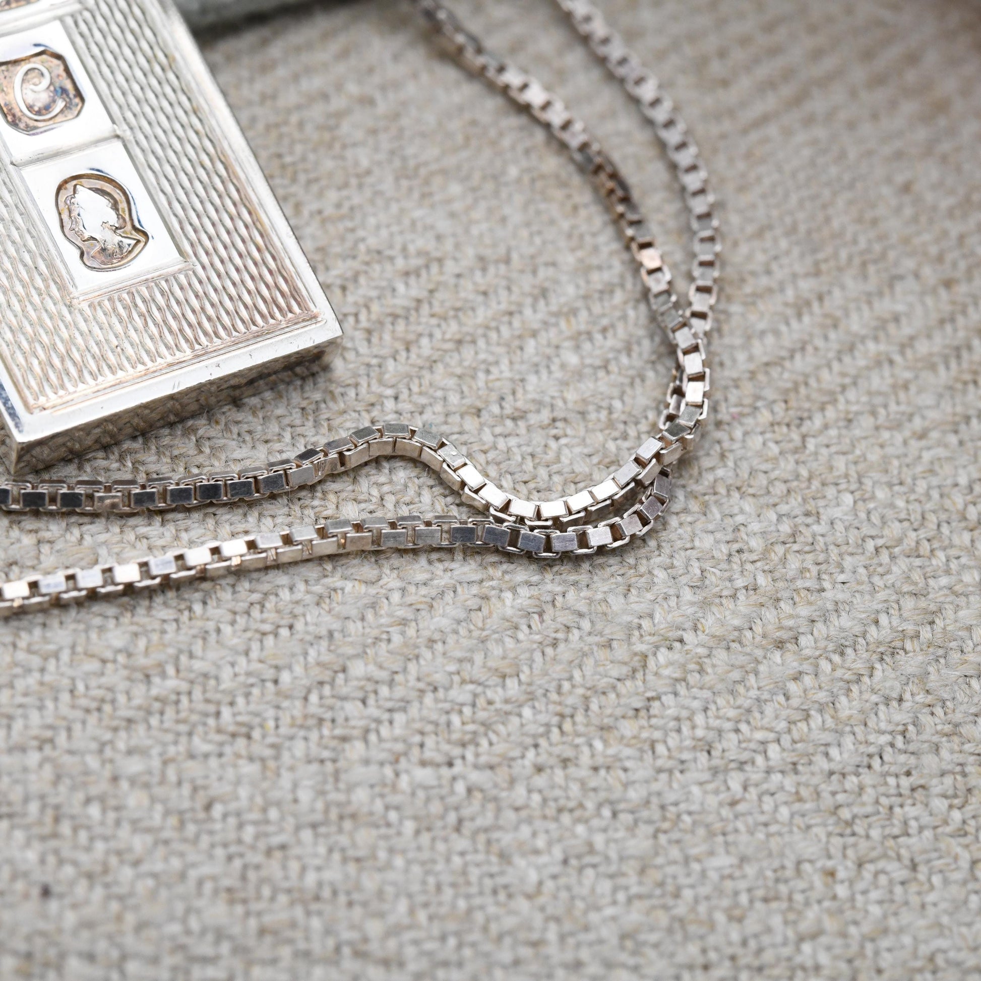 Vintage Sterling Silver Ingot Pendant Necklace 1977 Queen Elizabeth II Silver Jubilee Stamp Pair by RJC - Sheffield Hallmark | on Box Chain
