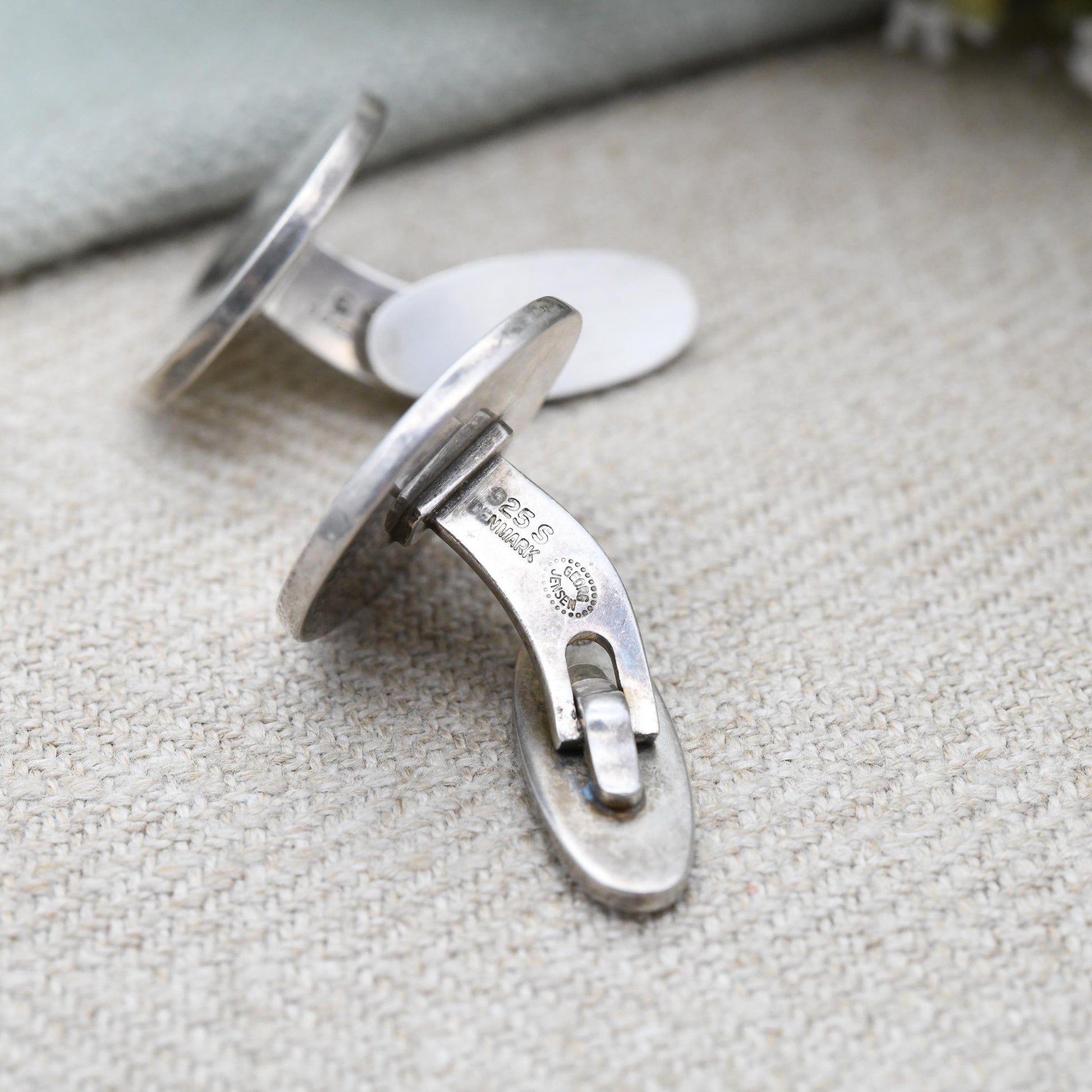 Vintage Georg Jensen Cufflinks 103 Sterling Silver Engraved Design 1979 - Made in Denmark Danish Round Mid-Century Minimalist Jewellery Gift
