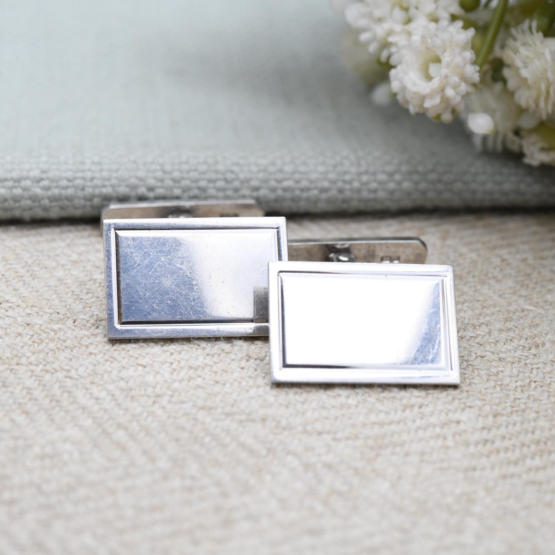 Vintage Swivlink Sterling Silver Cufflinks 1975 by Henry Griffith & Sons - Mid-Century Solid Silver Jewellery Gift for Him | Minimal Lines