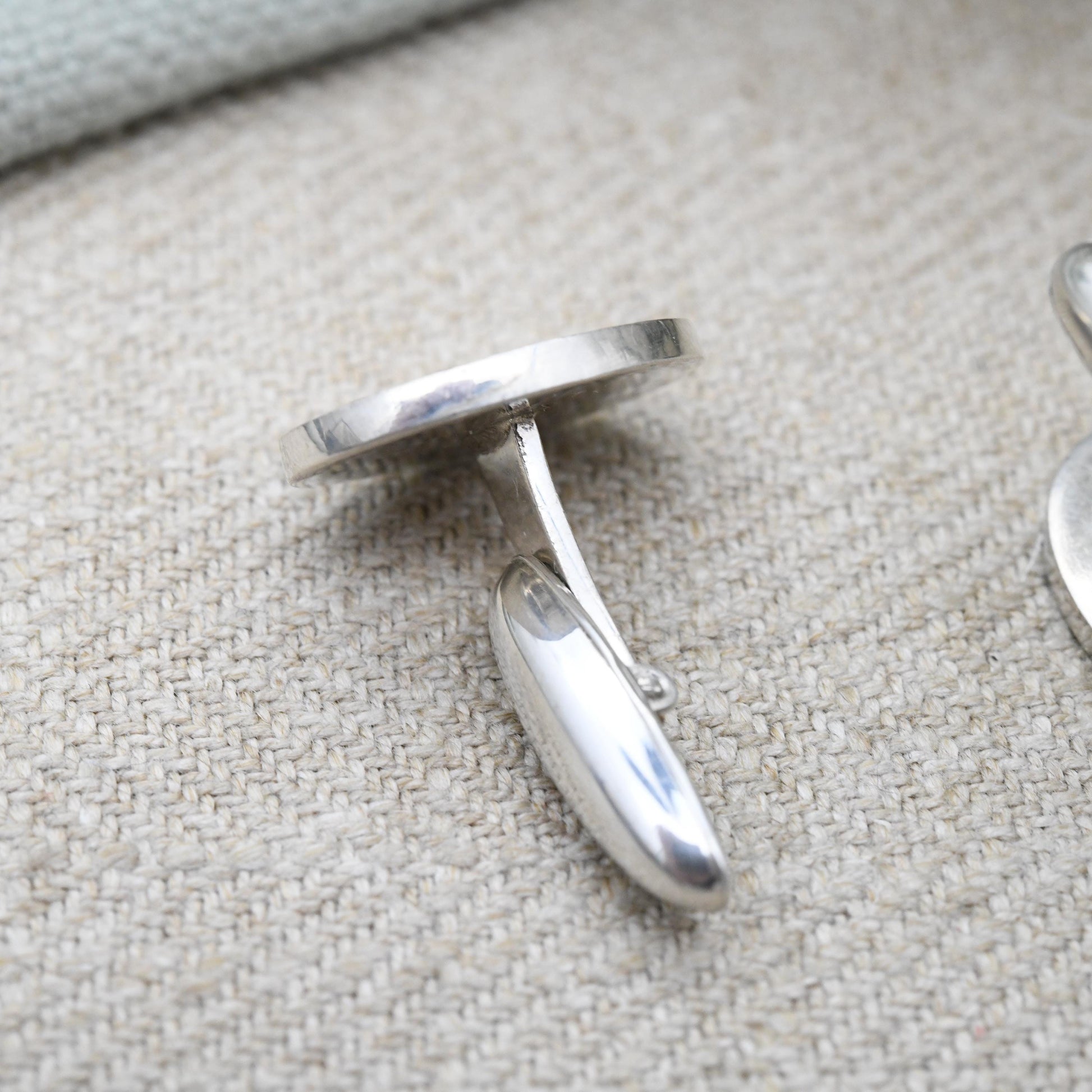 Vintage Sterling Silver Hallmarks Cufflinks 2000 Millennium Mark - Sheffield Hallmarks DT | Minimal Oval Design Bullet Back | Birthday Gift