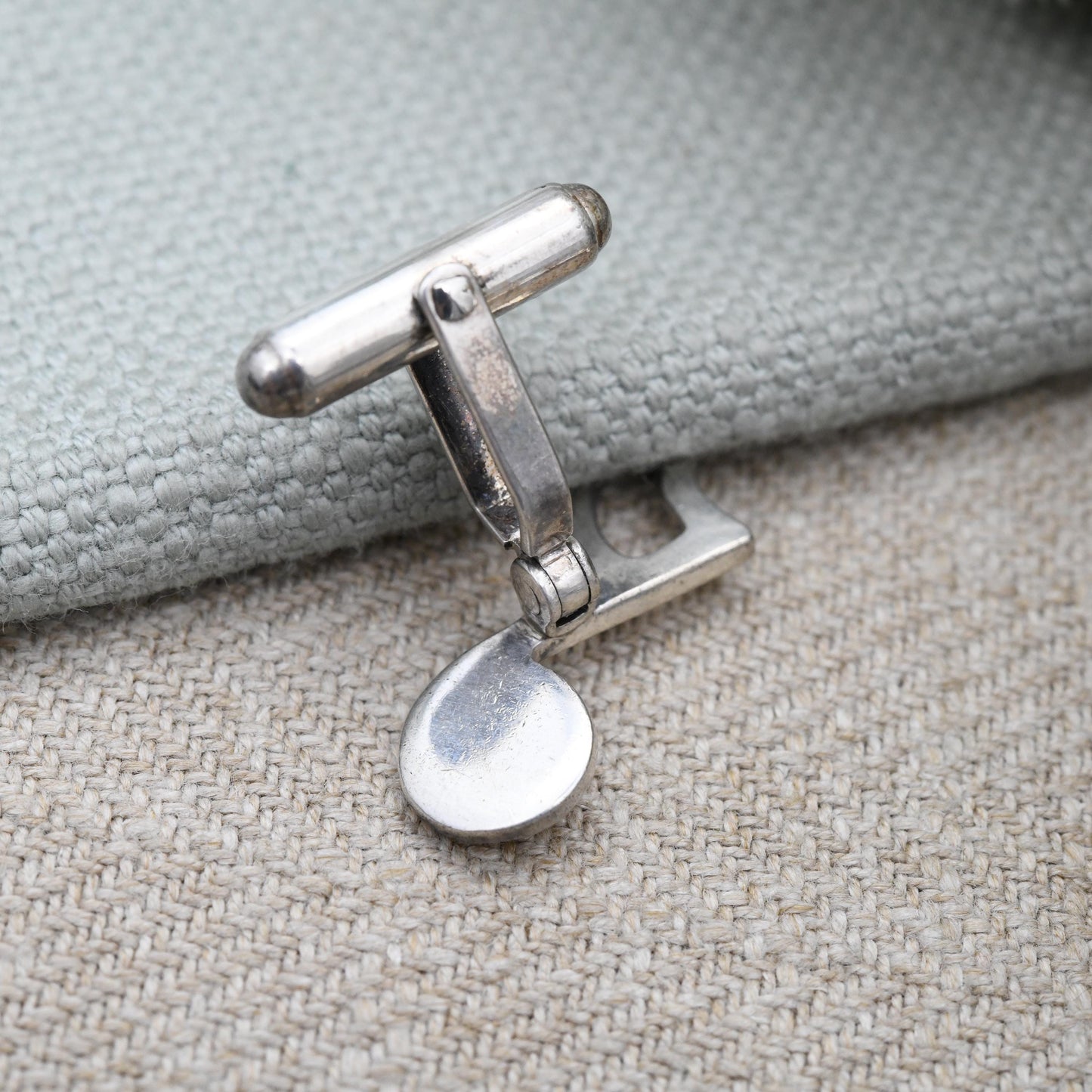 Vintage Sterling Silver Musical Note Cufflinks Semiquaver - Mid-Century Minimal Silver Figural Silver Jewellery Gift for Musician