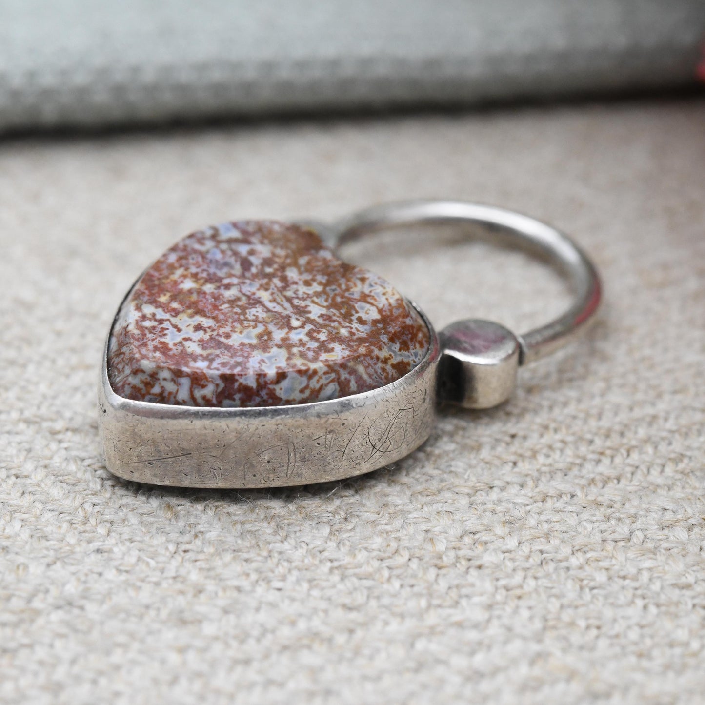 Antique Victorian Agate Heart Padlock Pendant c. 1880s with Locket Compartment - Charm Necklace Clasp