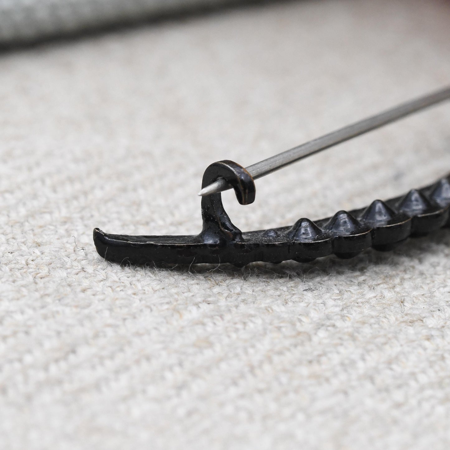 Antique Victorian Black Crescent Moon Brooch - Faceted Glass Stones | Unisex Lapel Pin | Celestial Jewellery Gift for Her