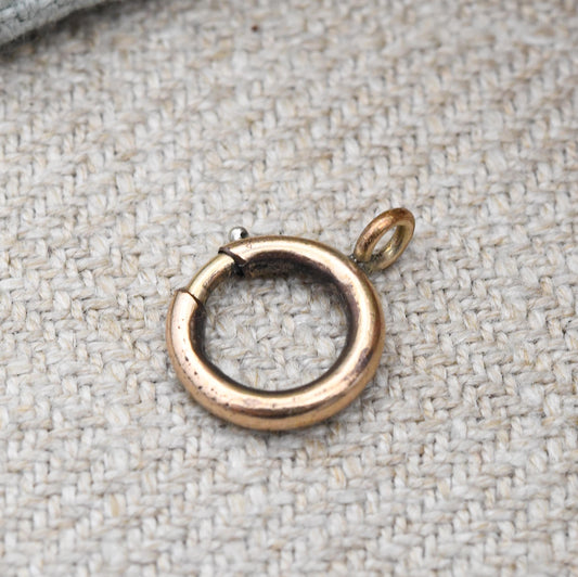 Antique Victorian Rolled Gold Bolt Clasp 1cm Diameter - Spring Ring Clasp for Charm Bracelet Pendant Collection