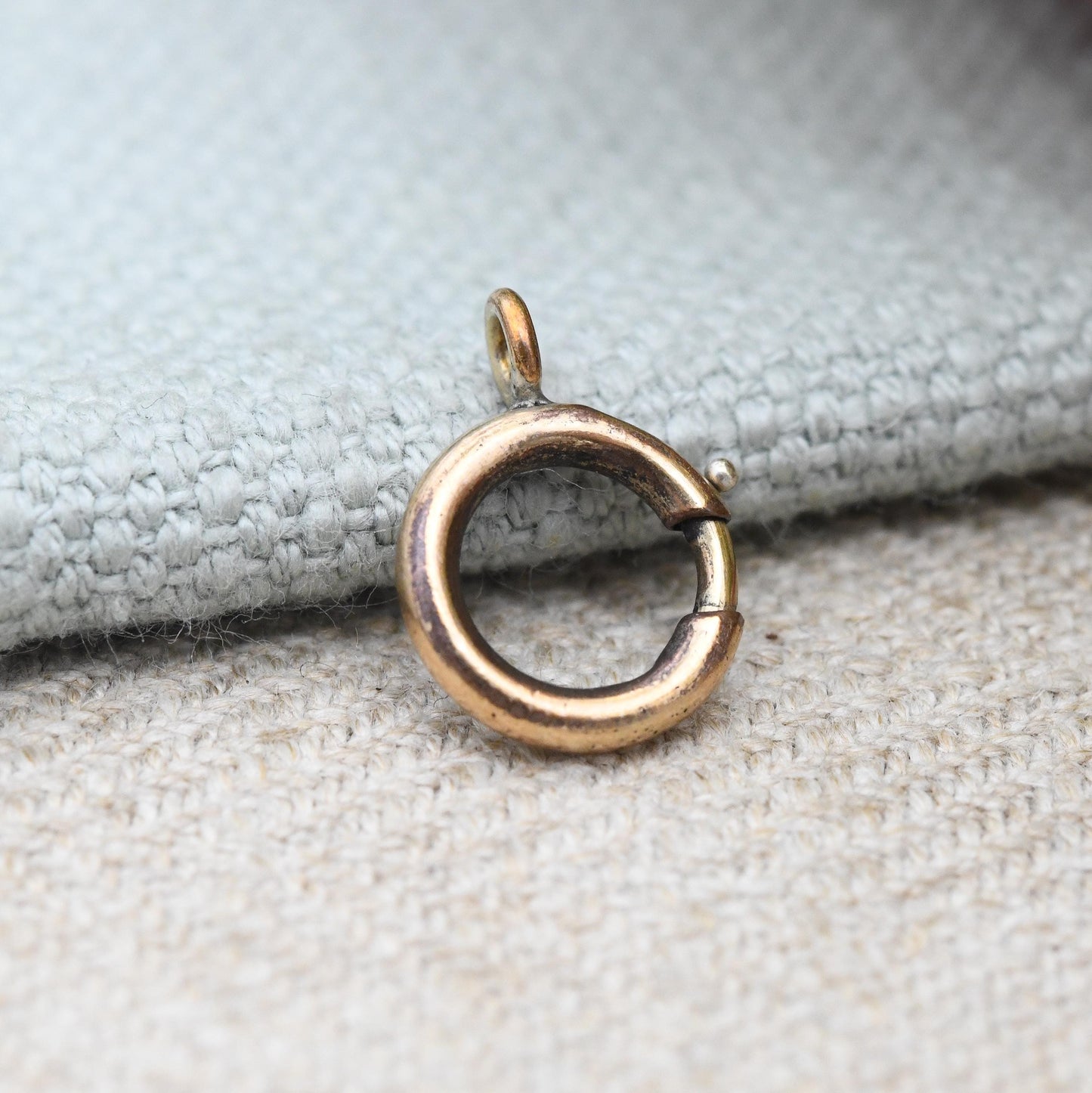 Antique Victorian Rolled Gold Bolt Clasp 1cm Diameter - Spring Ring Clasp for Charm Bracelet Pendant Collection