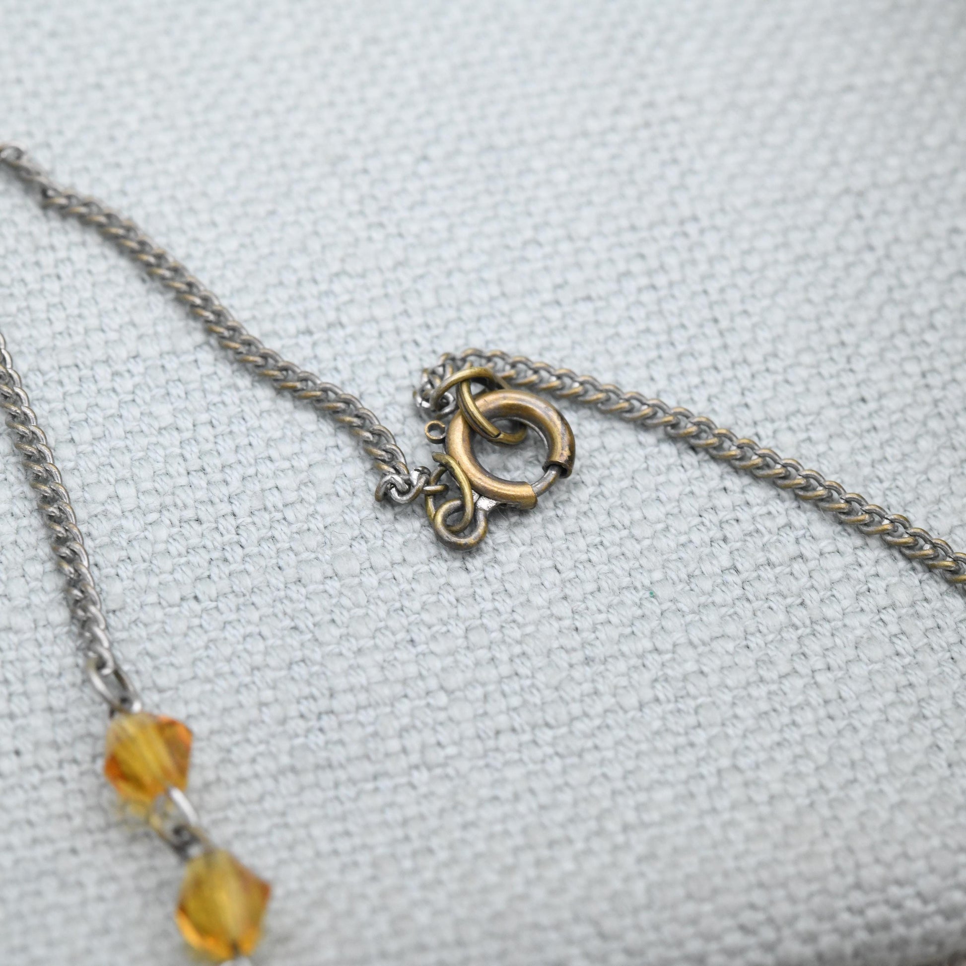 Antique Orange Czech Glass Bead Necklace c. 1920s 1930s - Faceted Cut Glass | Graduated Beaded Necklace | 16"