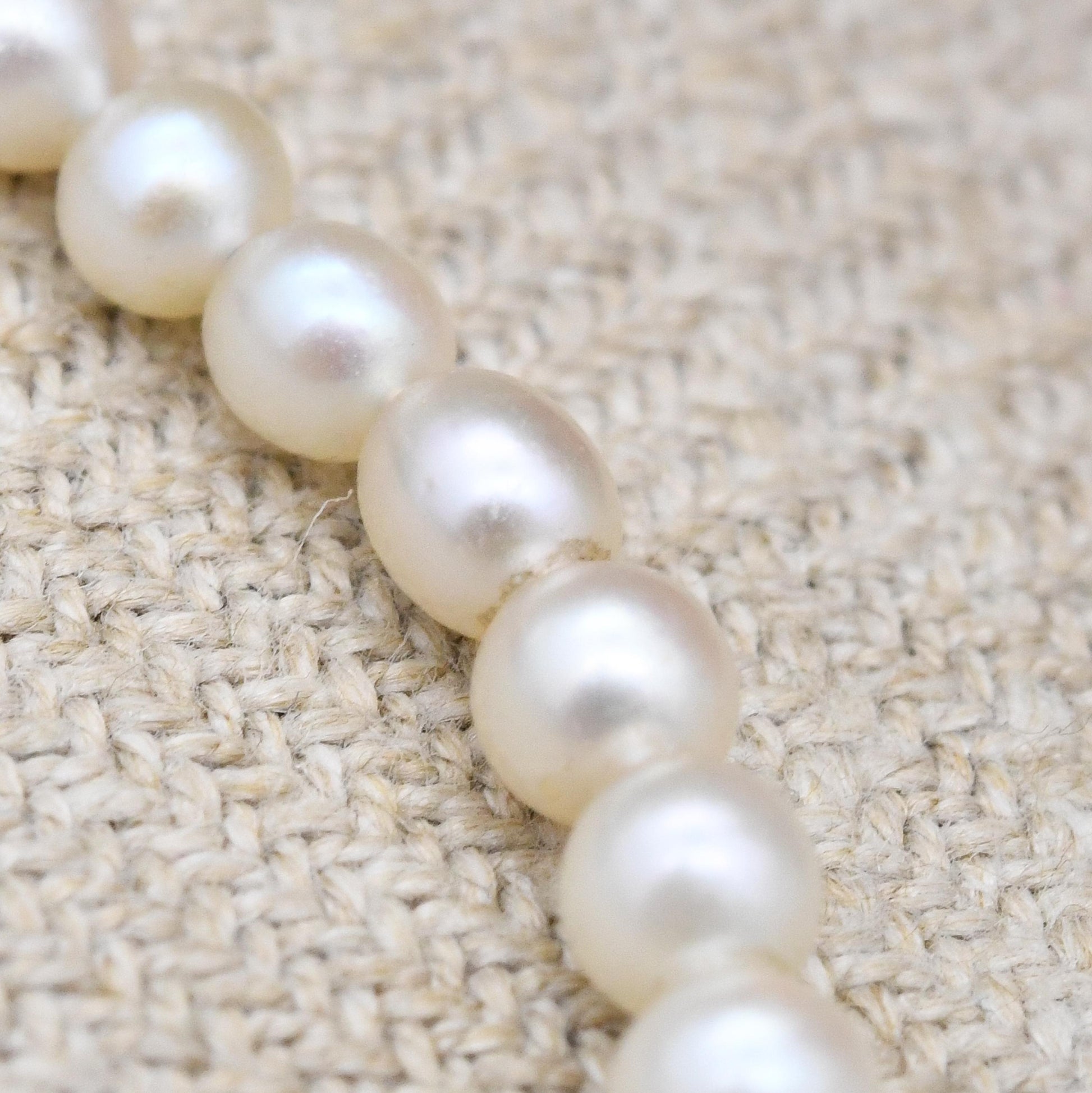 Diamond Pearl Necklace 9ct White Gold Clasp - Delicate Graduated Pearl Strand | Choker Length 16"