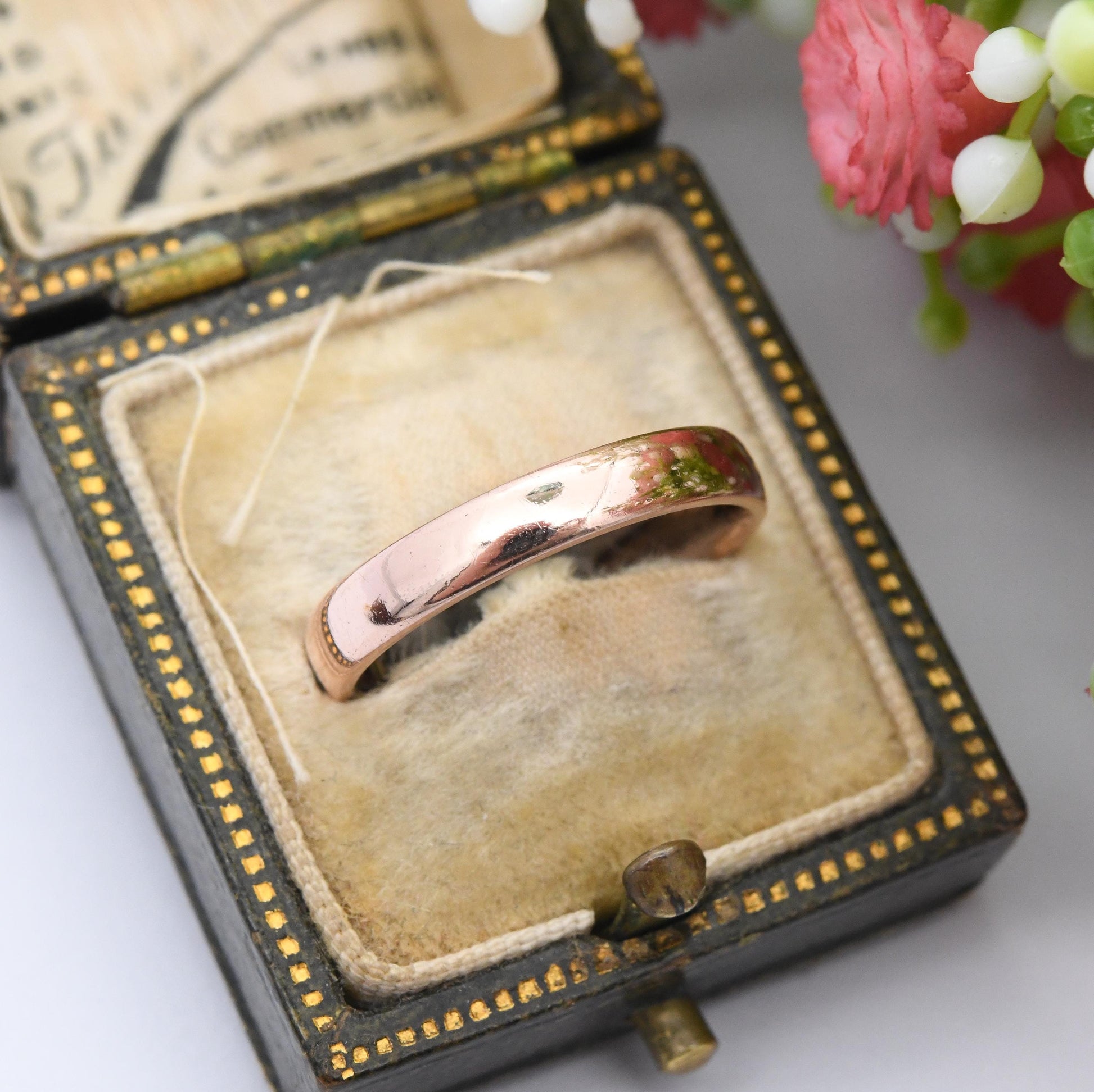 Vintage 9ct Rose Gold Wedding Band Ring 1935 - Solid Gold Stacking Ring | Unisex Everyday Gold Jewellery | UK Size - L | US Size - 5 3/4