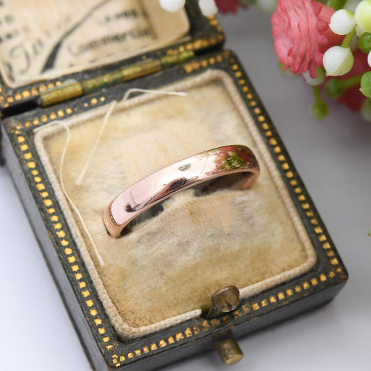 Vintage 9ct Rose Gold Wedding Band Ring 1935 - Solid Gold Stacking Ring | Unisex Everyday Gold Jewellery | UK Size - L | US Size - 5 3/4