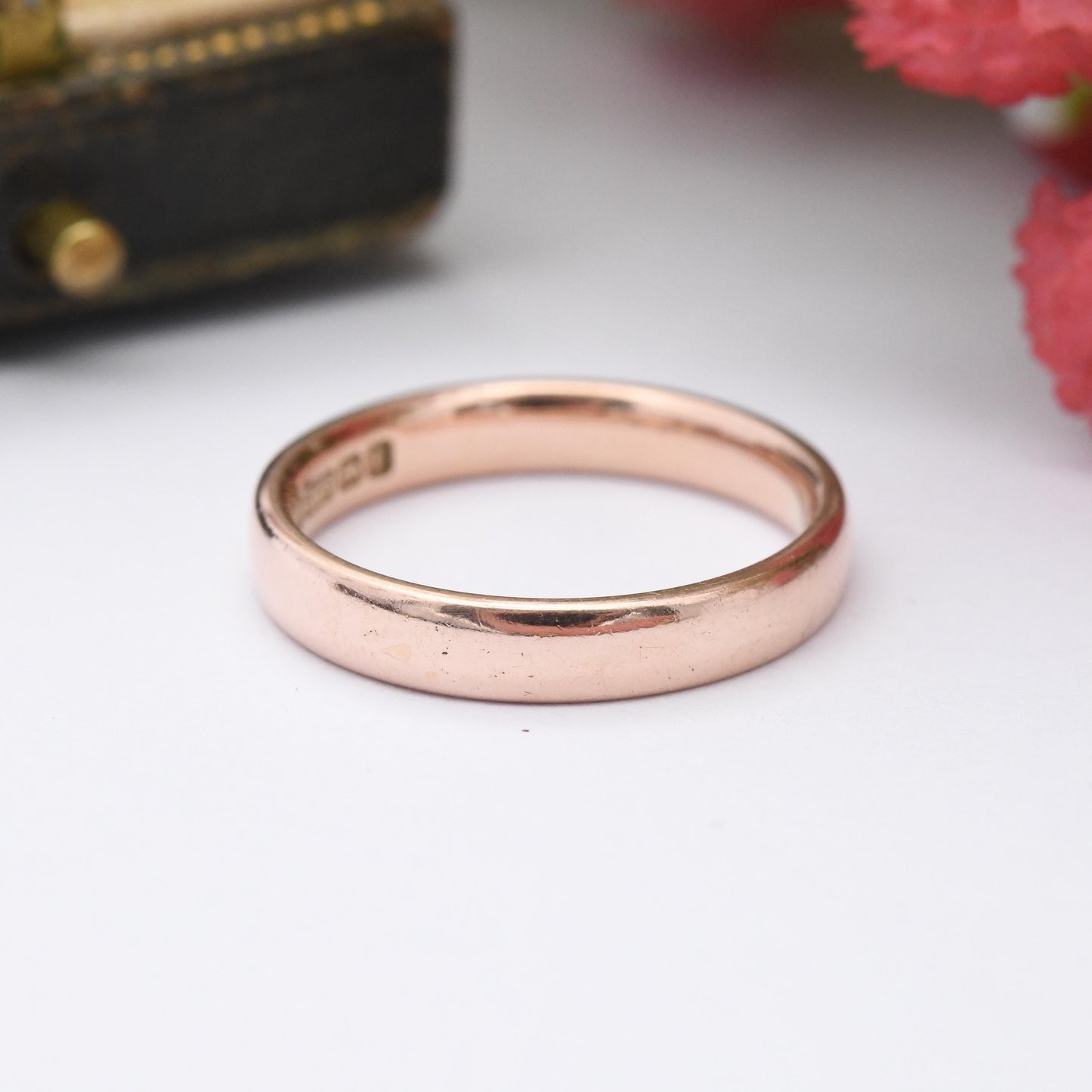 Vintage 9ct Rose Gold Wedding Band Ring 1935 - Solid Gold Stacking Ring | Unisex Everyday Gold Jewellery | UK Size - L | US Size - 5 3/4