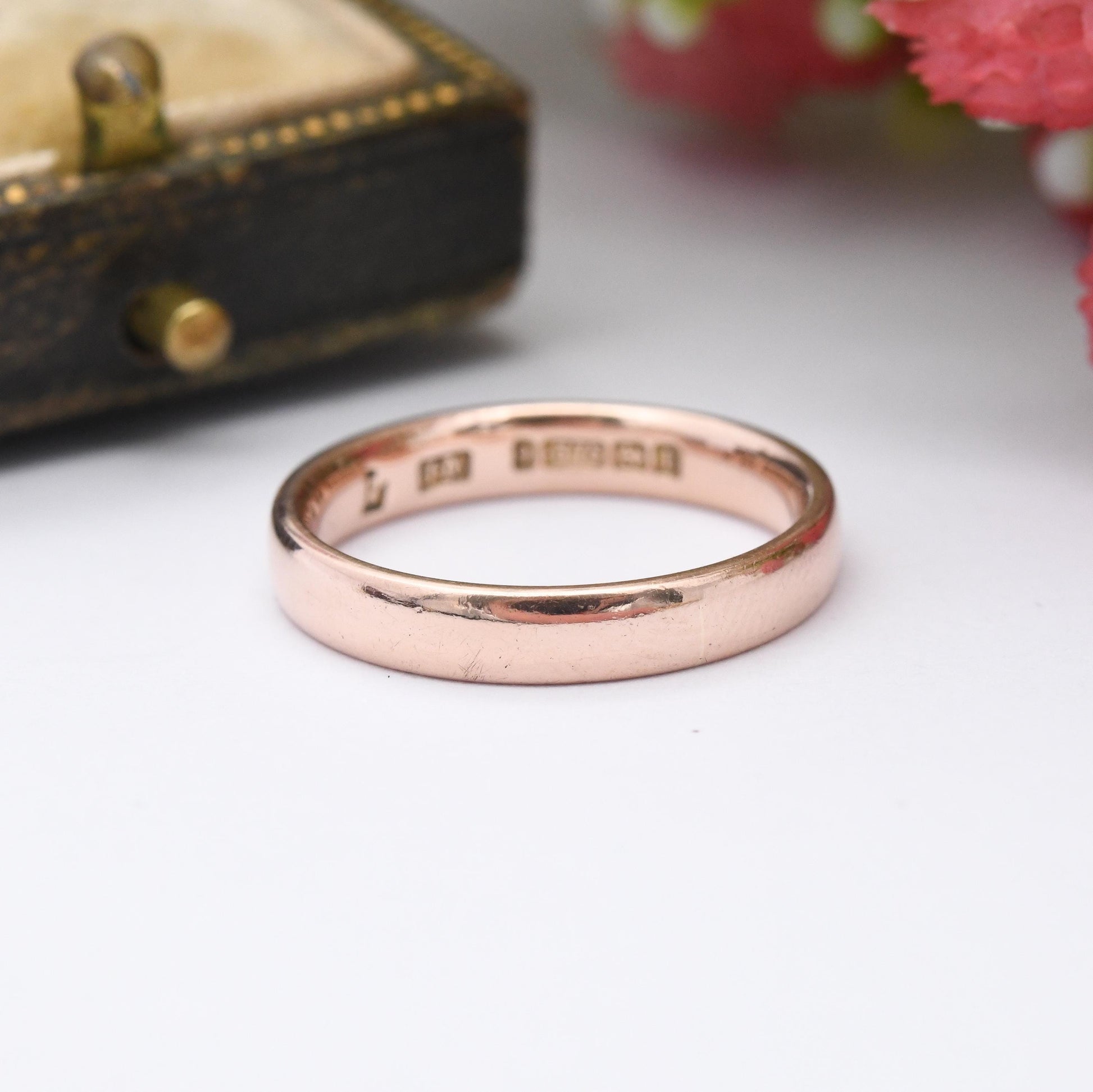 Vintage 9ct Rose Gold Wedding Band Ring 1935 - Solid Gold Stacking Ring | Unisex Everyday Gold Jewellery | UK Size - L | US Size - 5 3/4