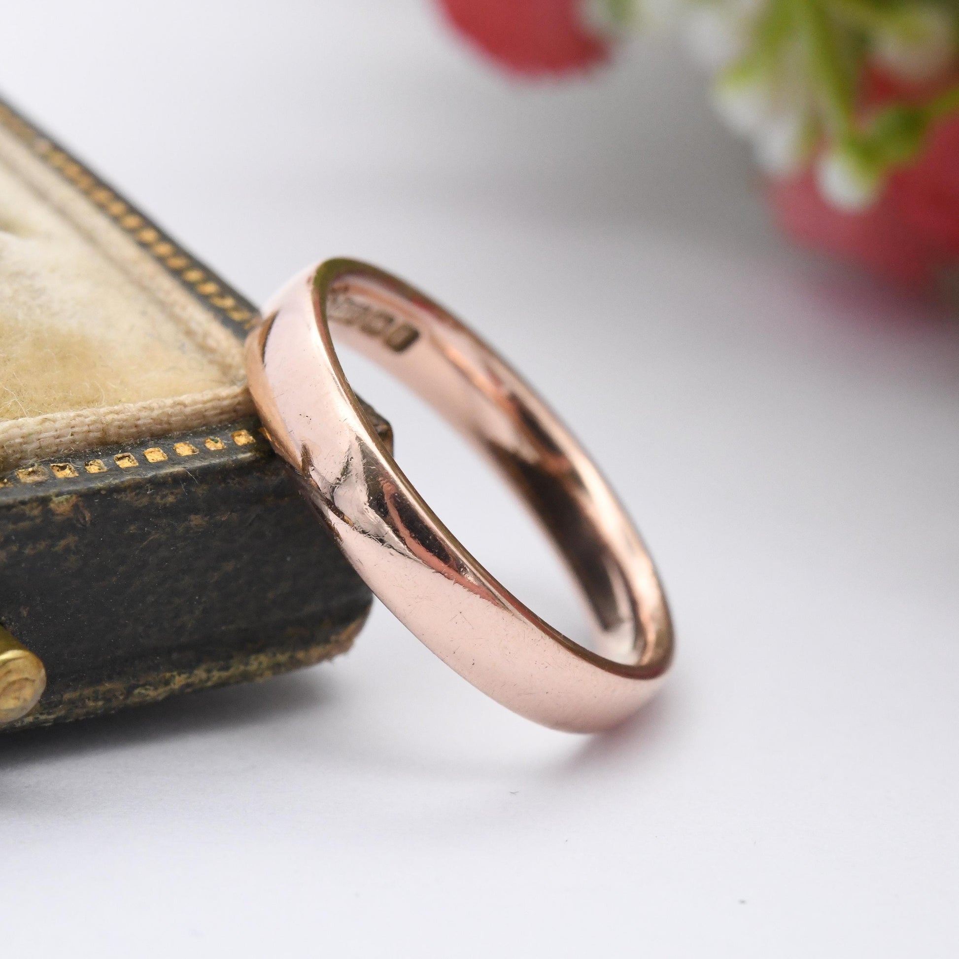 Vintage 9ct Rose Gold Wedding Band Ring 1935 - Solid Gold Stacking Ring | Unisex Everyday Gold Jewellery | UK Size - L | US Size - 5 3/4