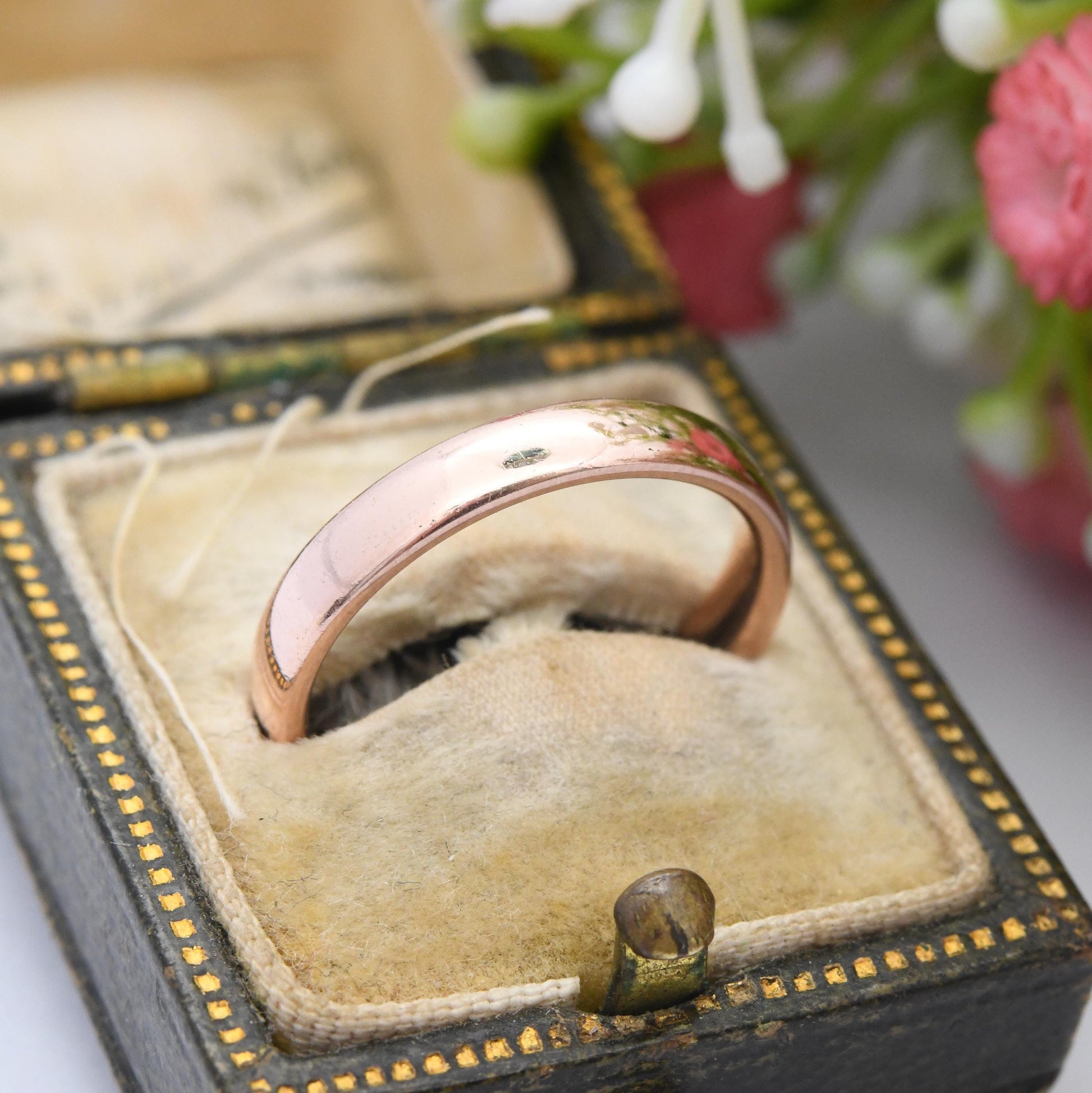 Vintage 9ct Rose Gold Wedding Band Ring 1935 - Solid Gold Stacking Ring | Unisex Everyday Gold Jewellery | UK Size - L | US Size - 5 3/4